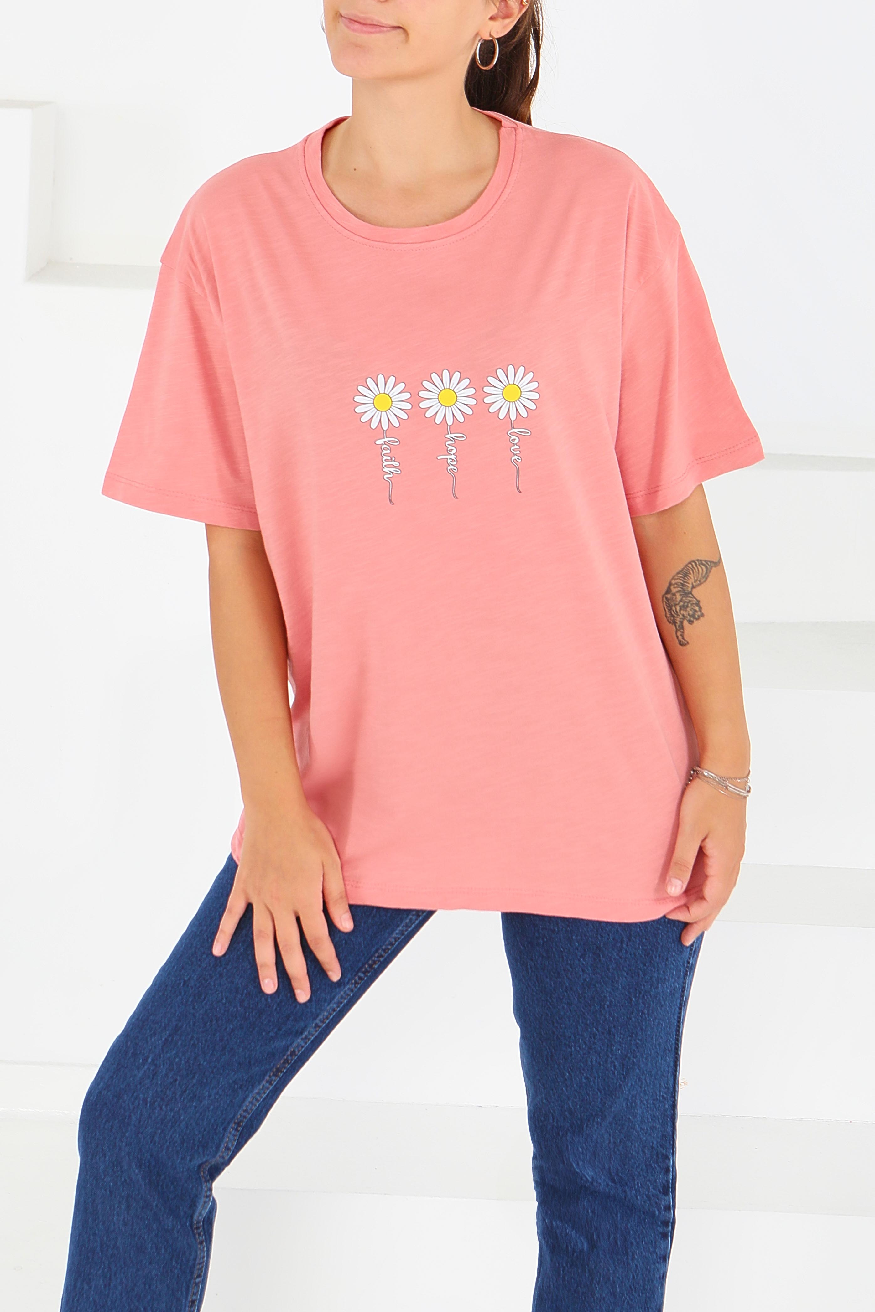 Baskılı Kısa Kollu T-Şhirt - 27578 - 2