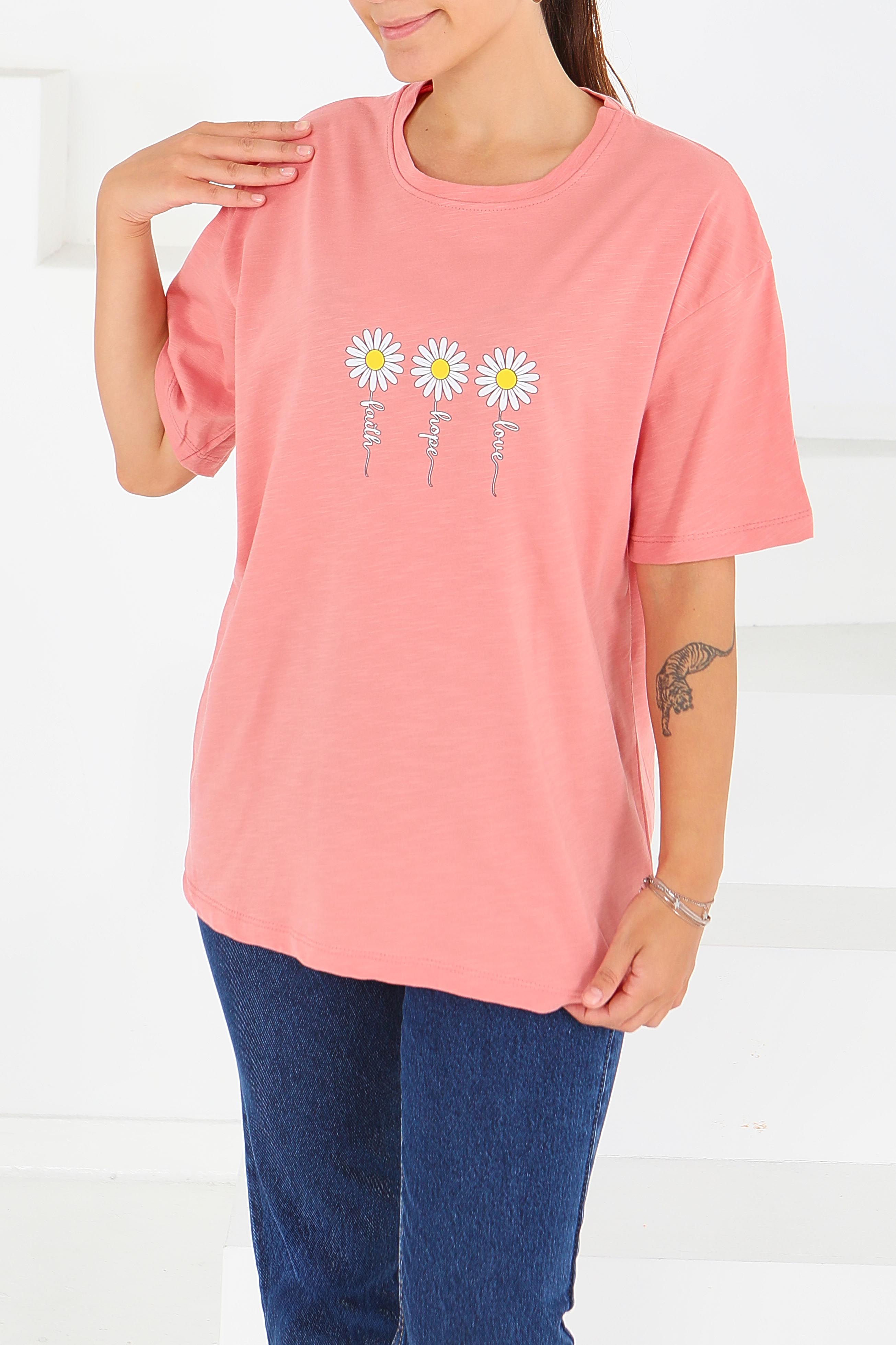 Baskılı Kısa Kollu T-Şhirt - 27578 - 3