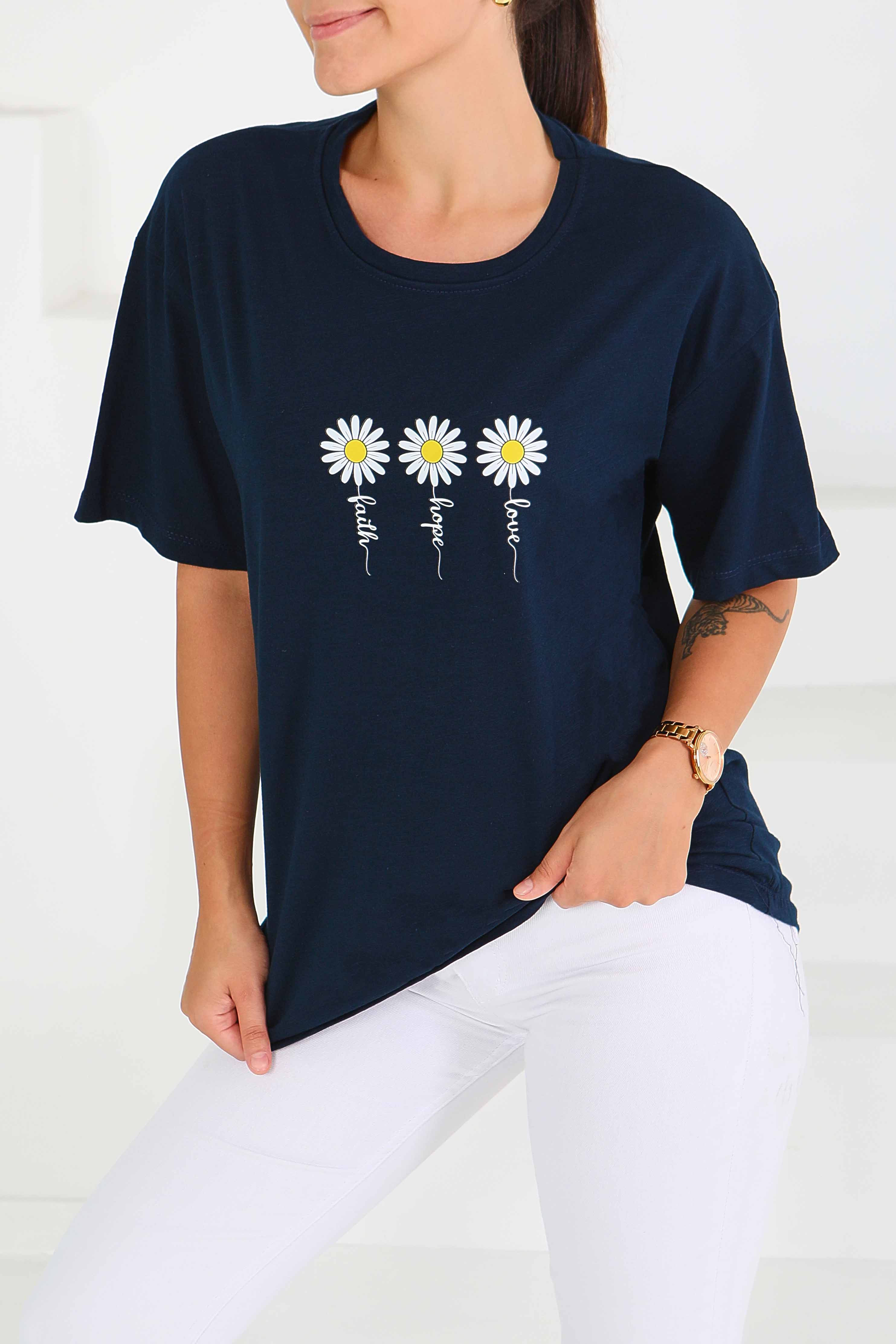 Baskılı Kısa Kollu T-Şhirt - 27578 - 1