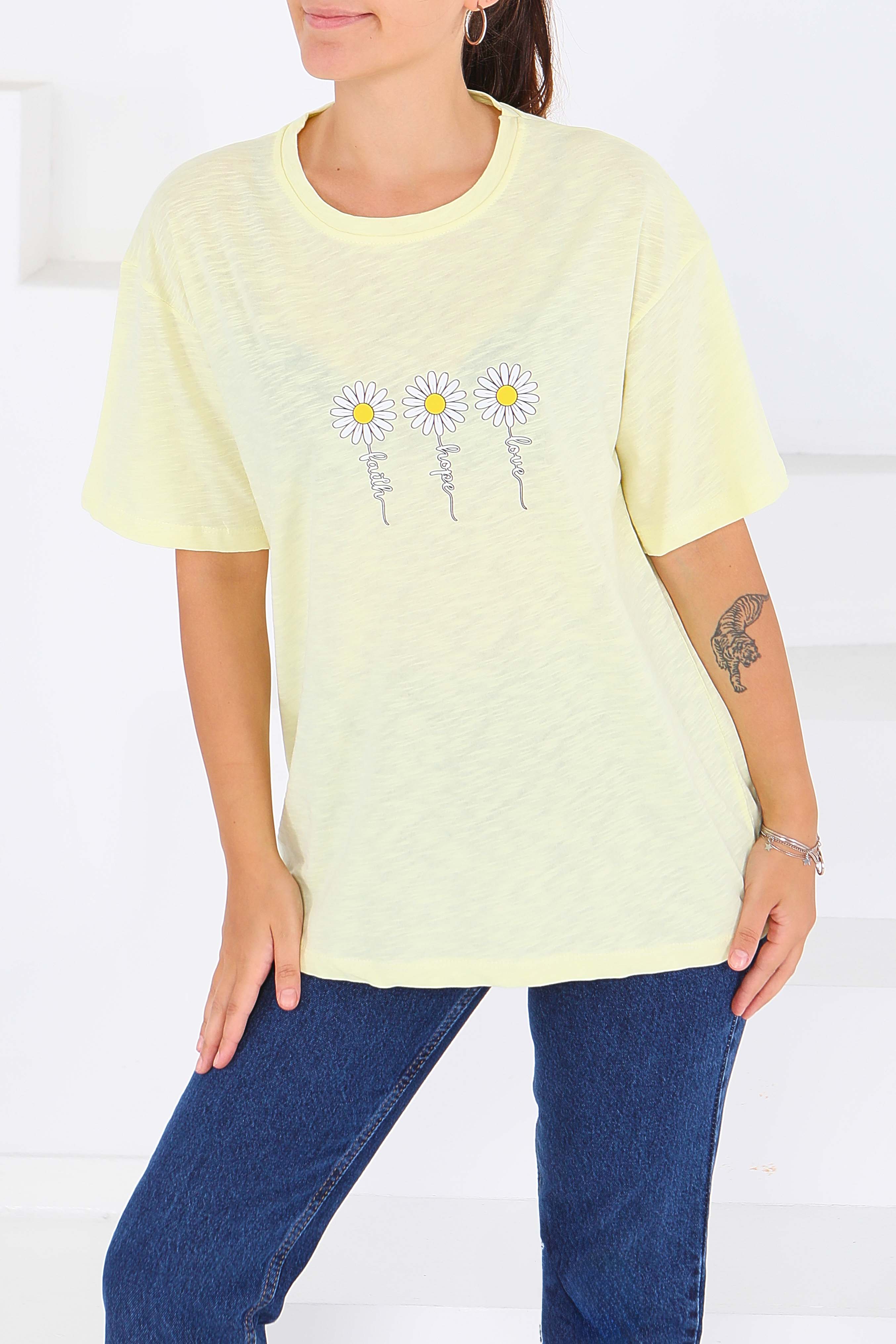 Baskılı Kısa Kollu T-Şhirt - 27578 - 2