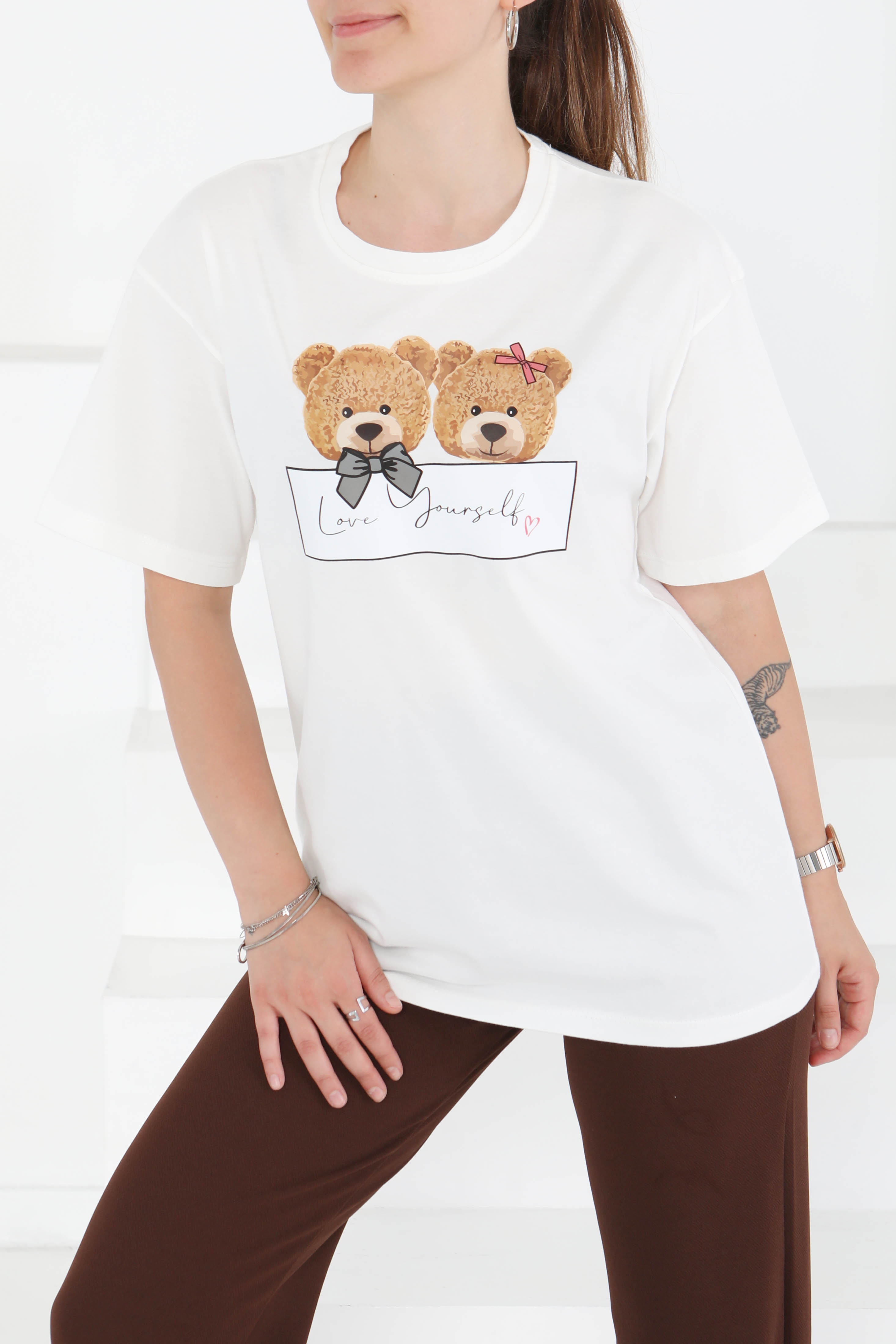 Baskılı Kısa Kollu T-Şhirt - 27348 - 1