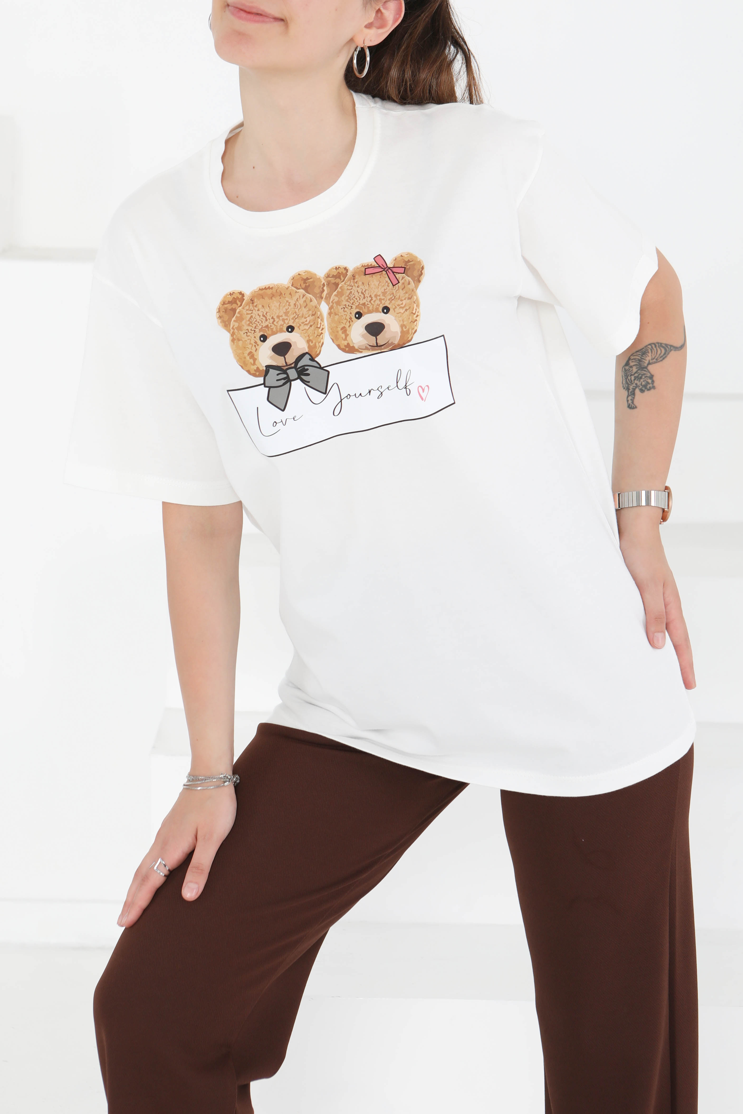 Baskılı Kısa Kollu T-Şhirt - 27348 - 3