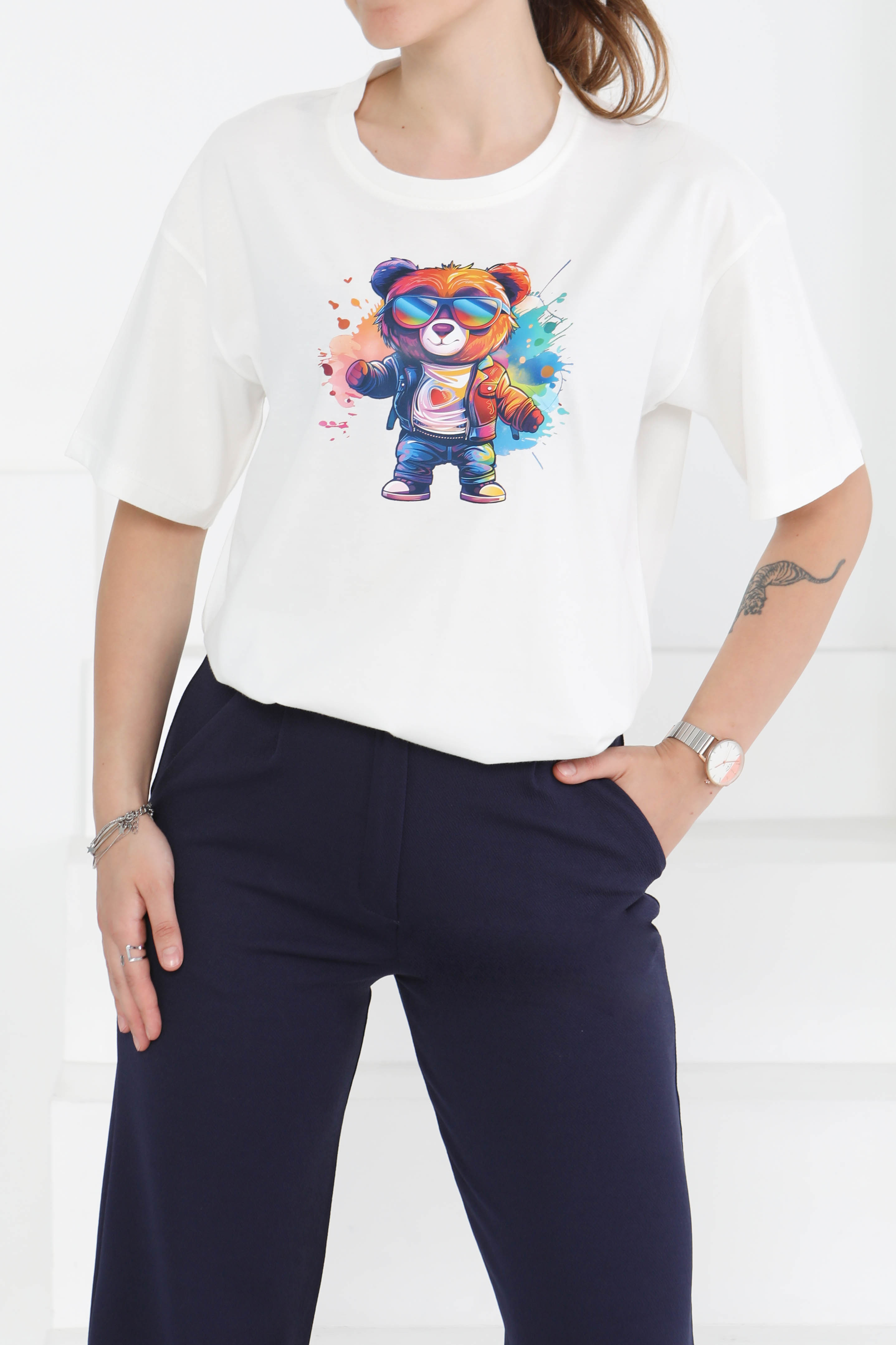 Baskılı Kısa Kollu T-Şhirt - 27349 - 1