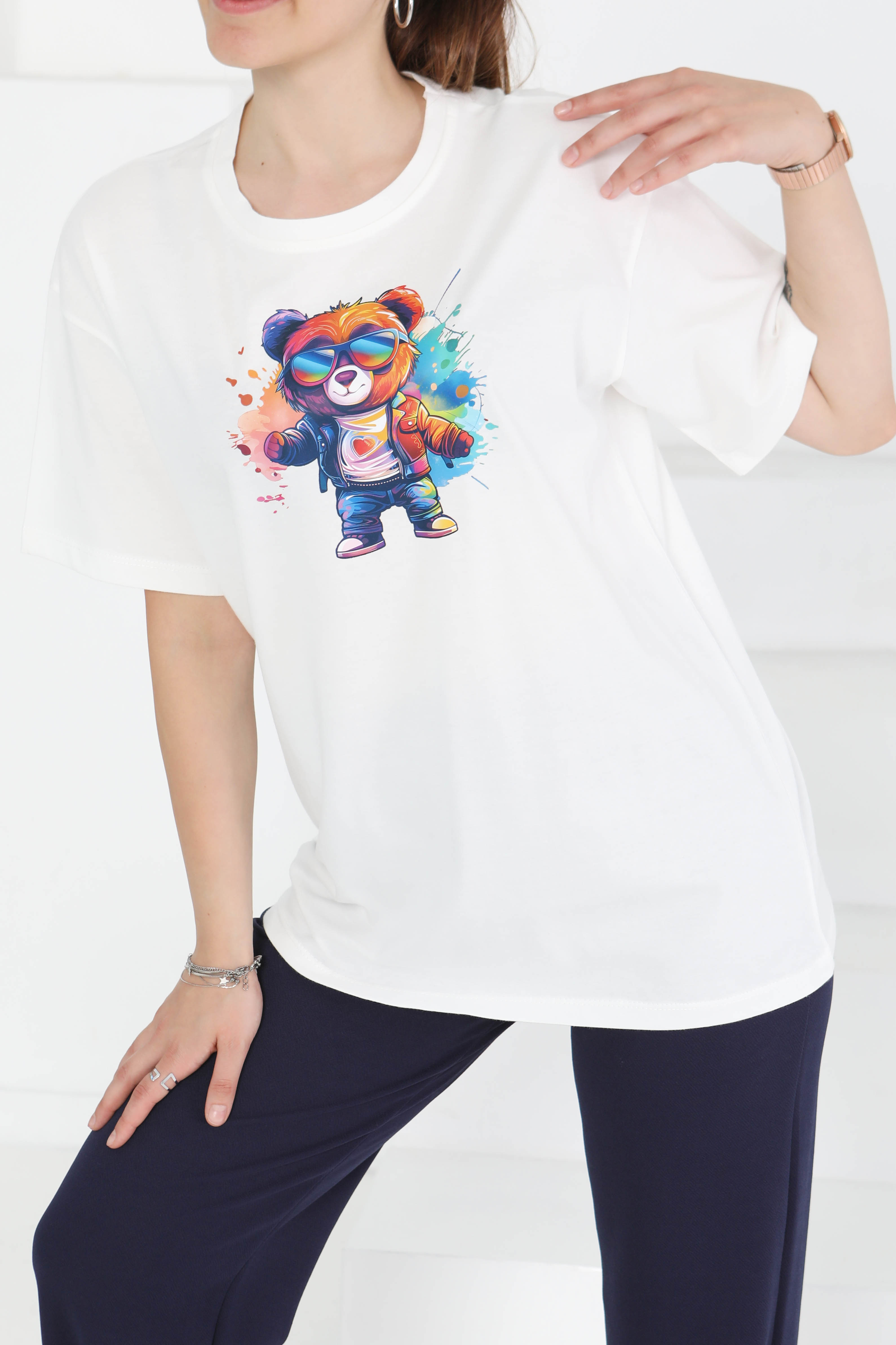 Baskılı Kısa Kollu T-Şhirt - 27349 - 3