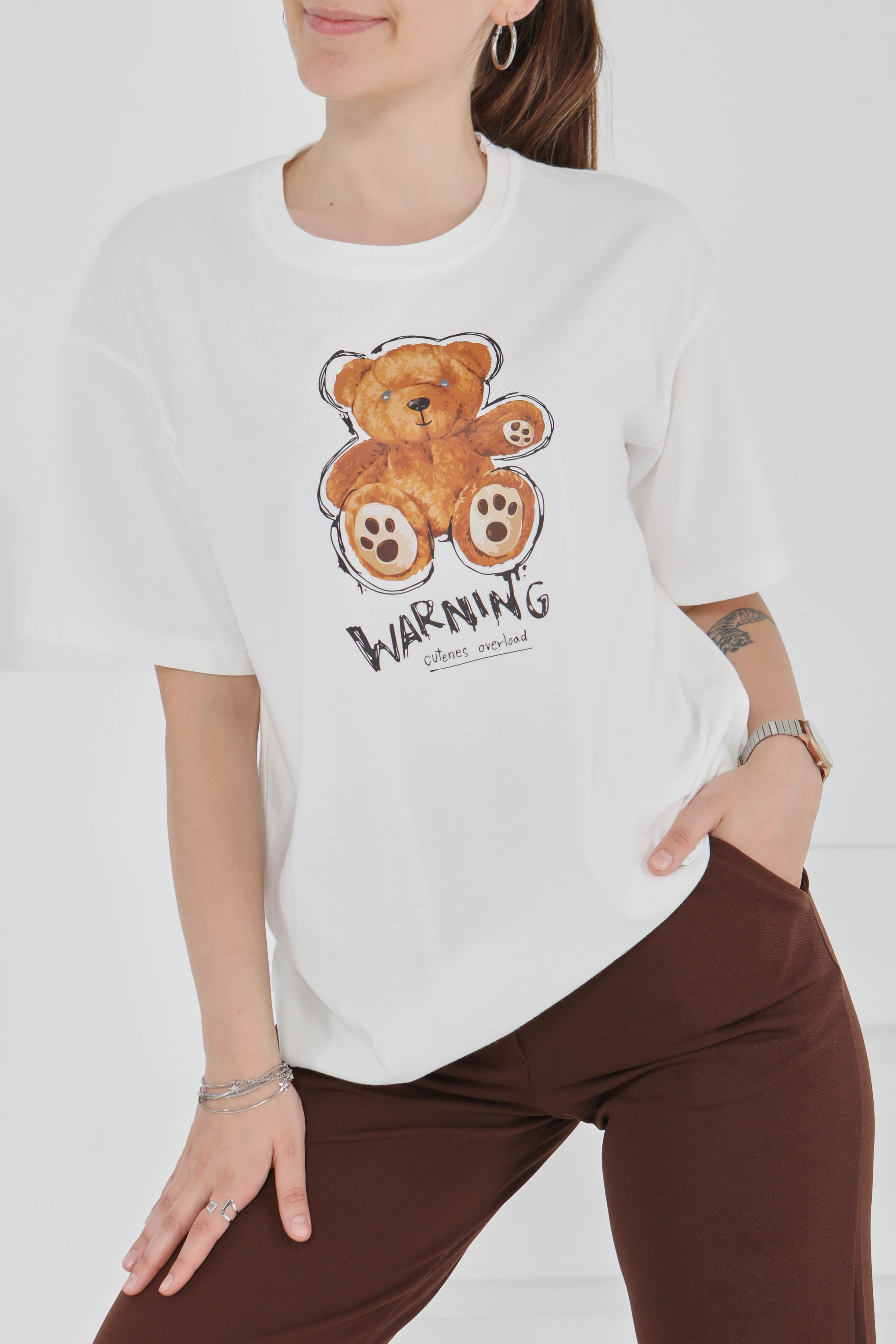 Baskılı Kısa Kollu T-Şhirt - 27350 - 1