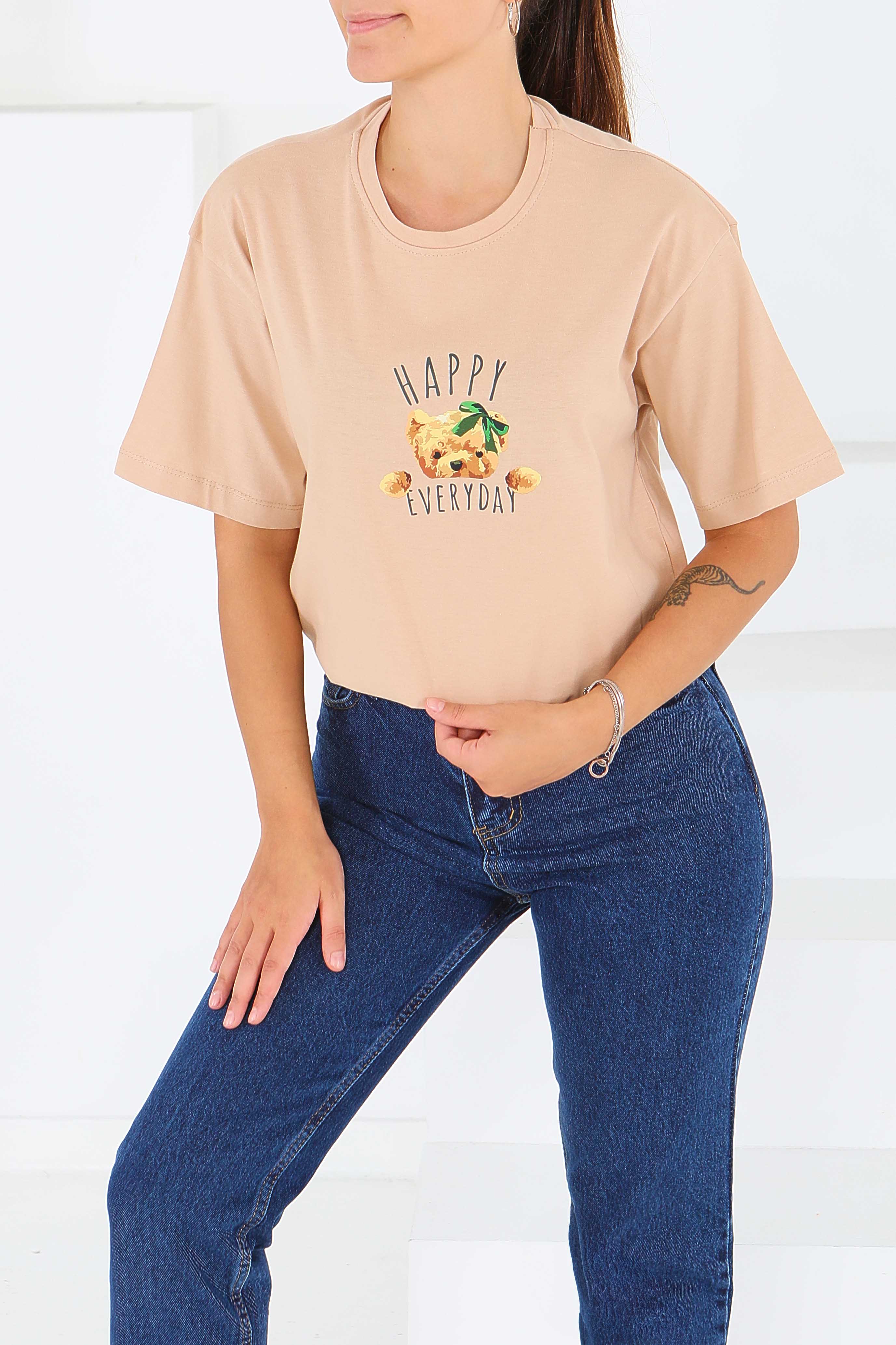 Baskılı Kısa Kollu T-Şhirt - 27568 - 3