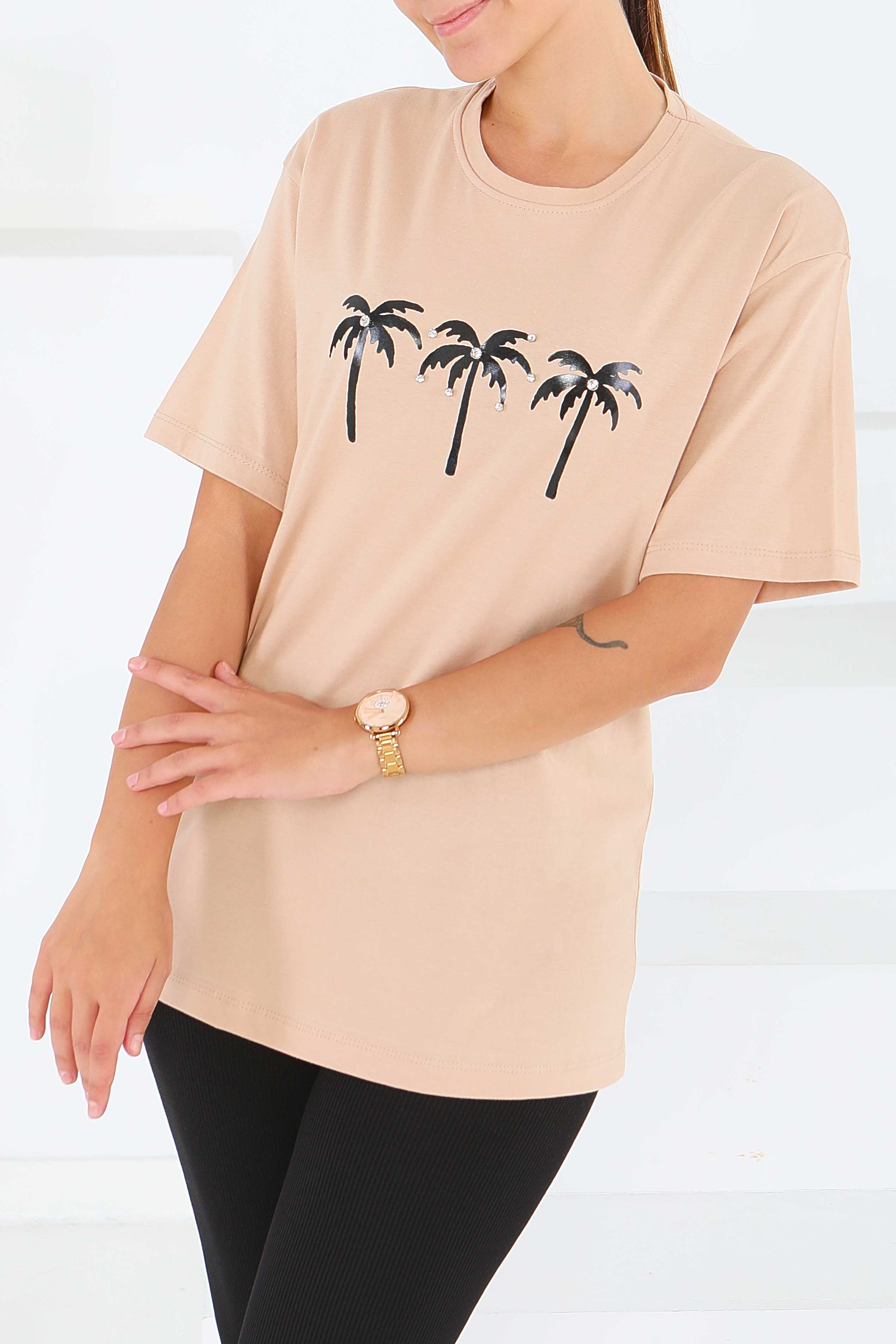 Baskılı Kısa Kollu T-Şhirt - 27569 - 1