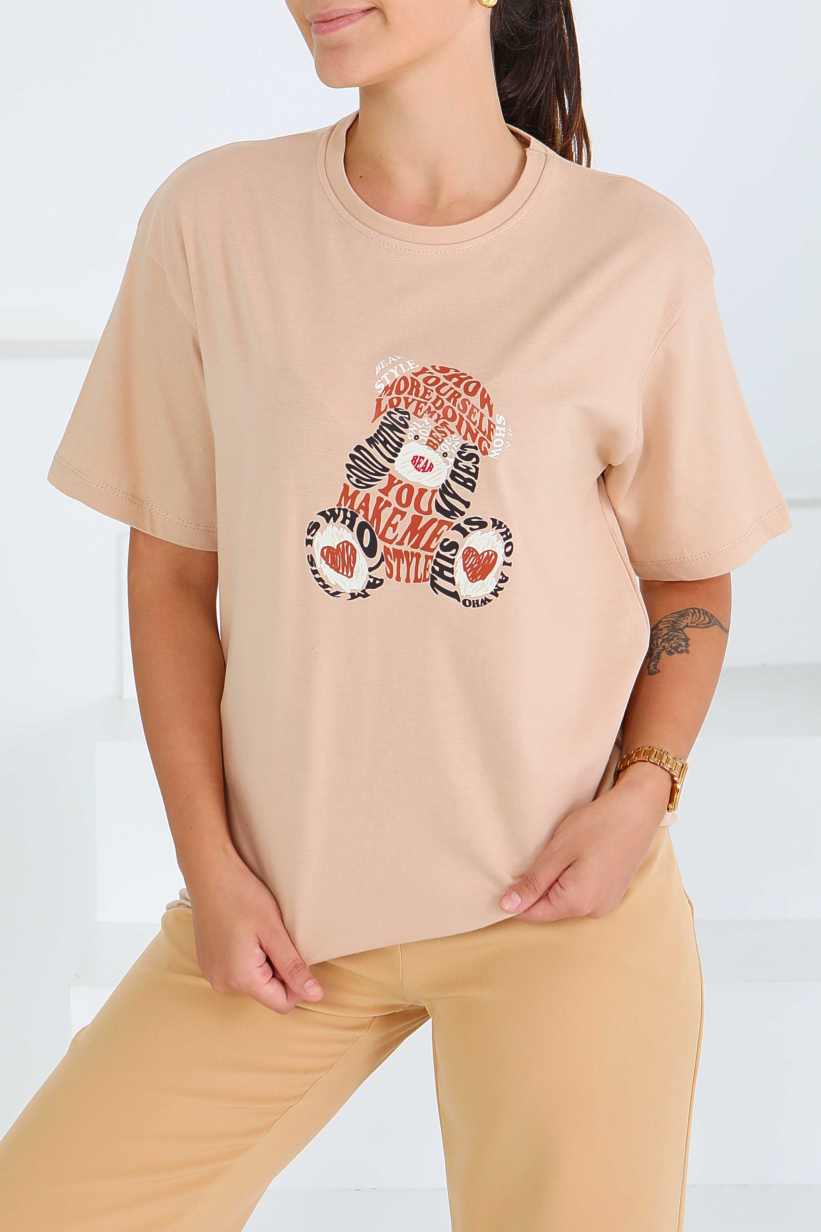 Baskılı Kısa Kollu T-Şhirt - 27573 - 1