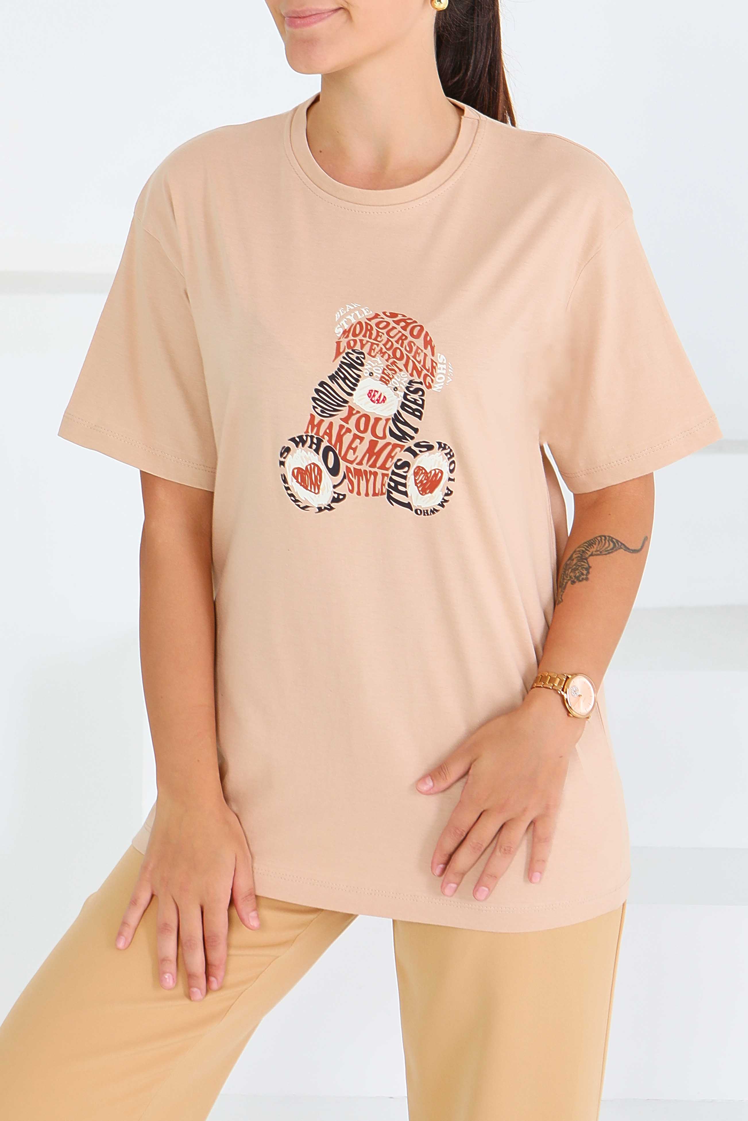 Baskılı Kısa Kollu T-Şhirt - 27573 - 2