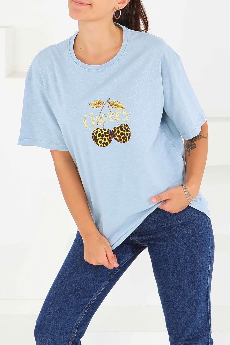 Baskılı Kısa Kollu T-Şhirt - 27575 - TOFİSA