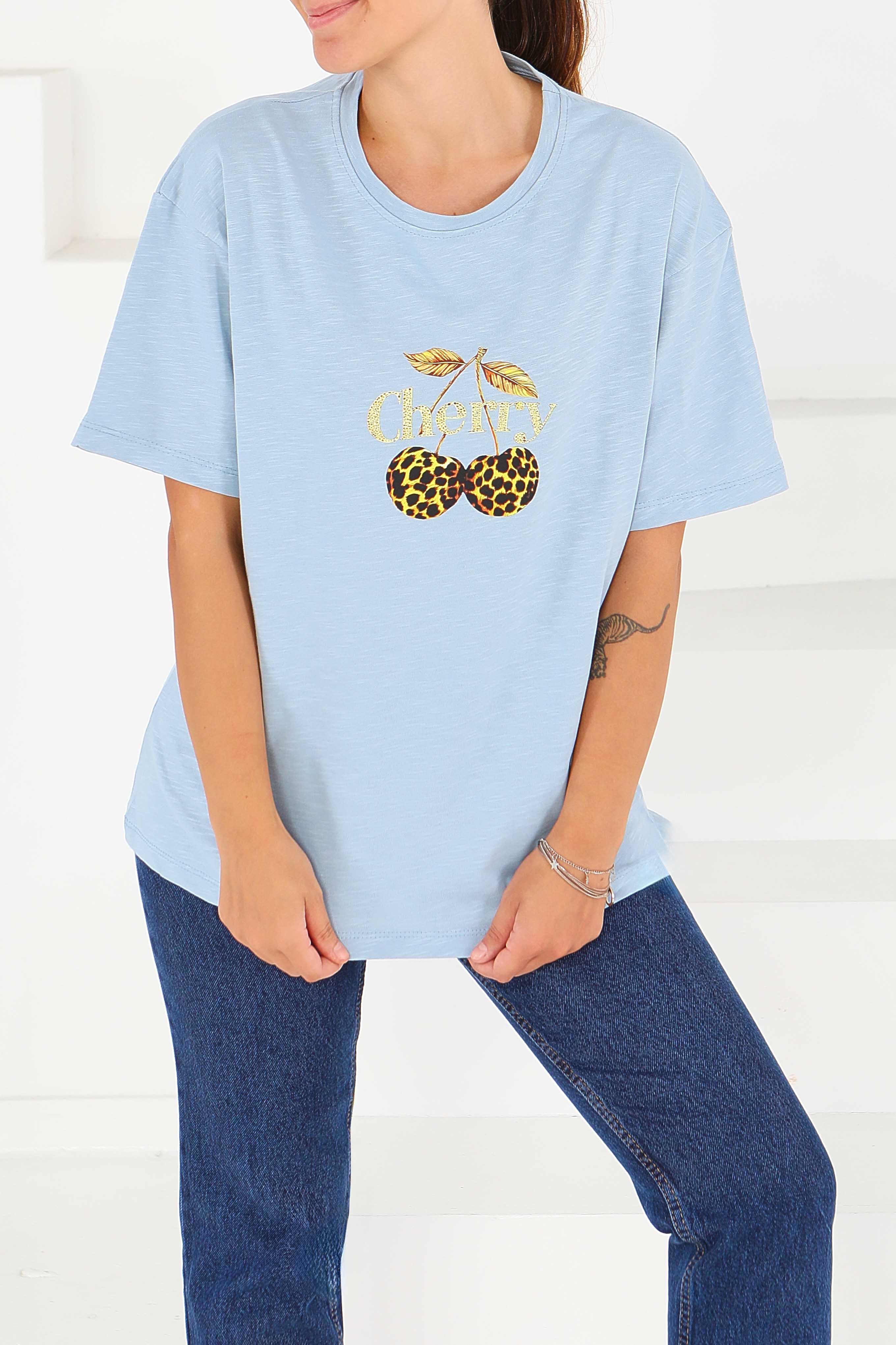 Baskılı Kısa Kollu T-Şhirt - 27575 - 2