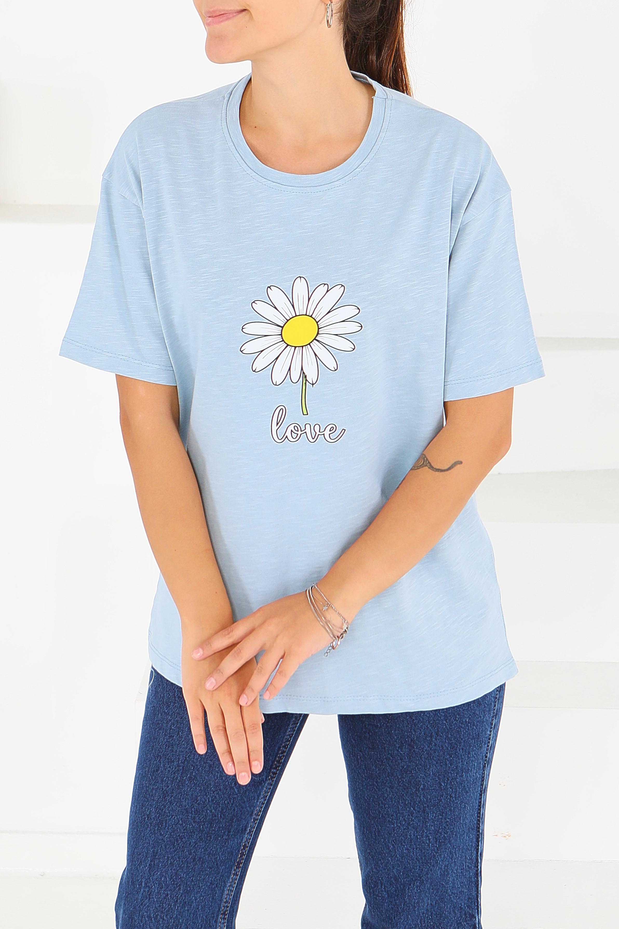 Baskılı Kısa Kollu T-Şhirt - 27577 - 1