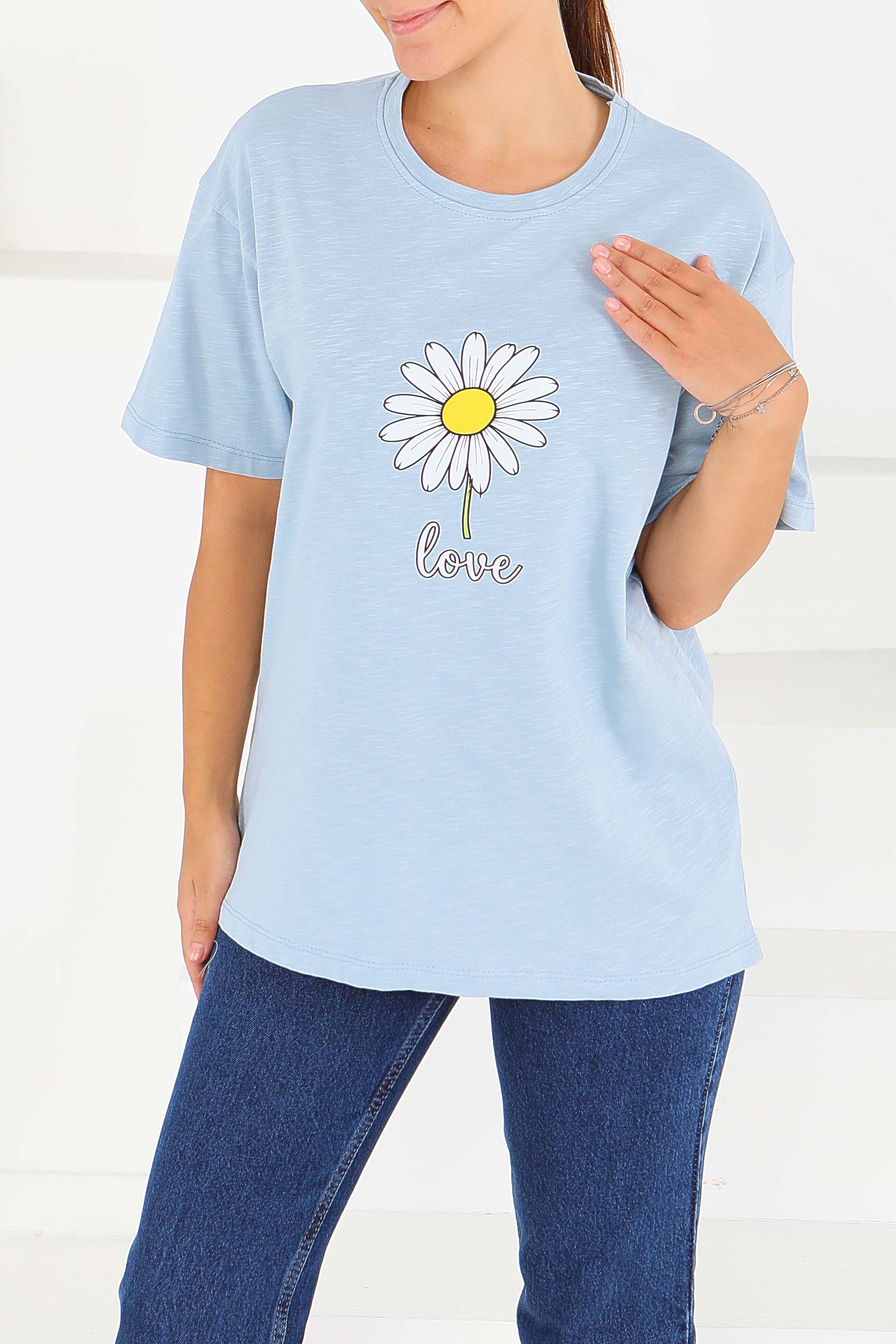 Baskılı Kısa Kollu T-Şhirt - 27577 - 2