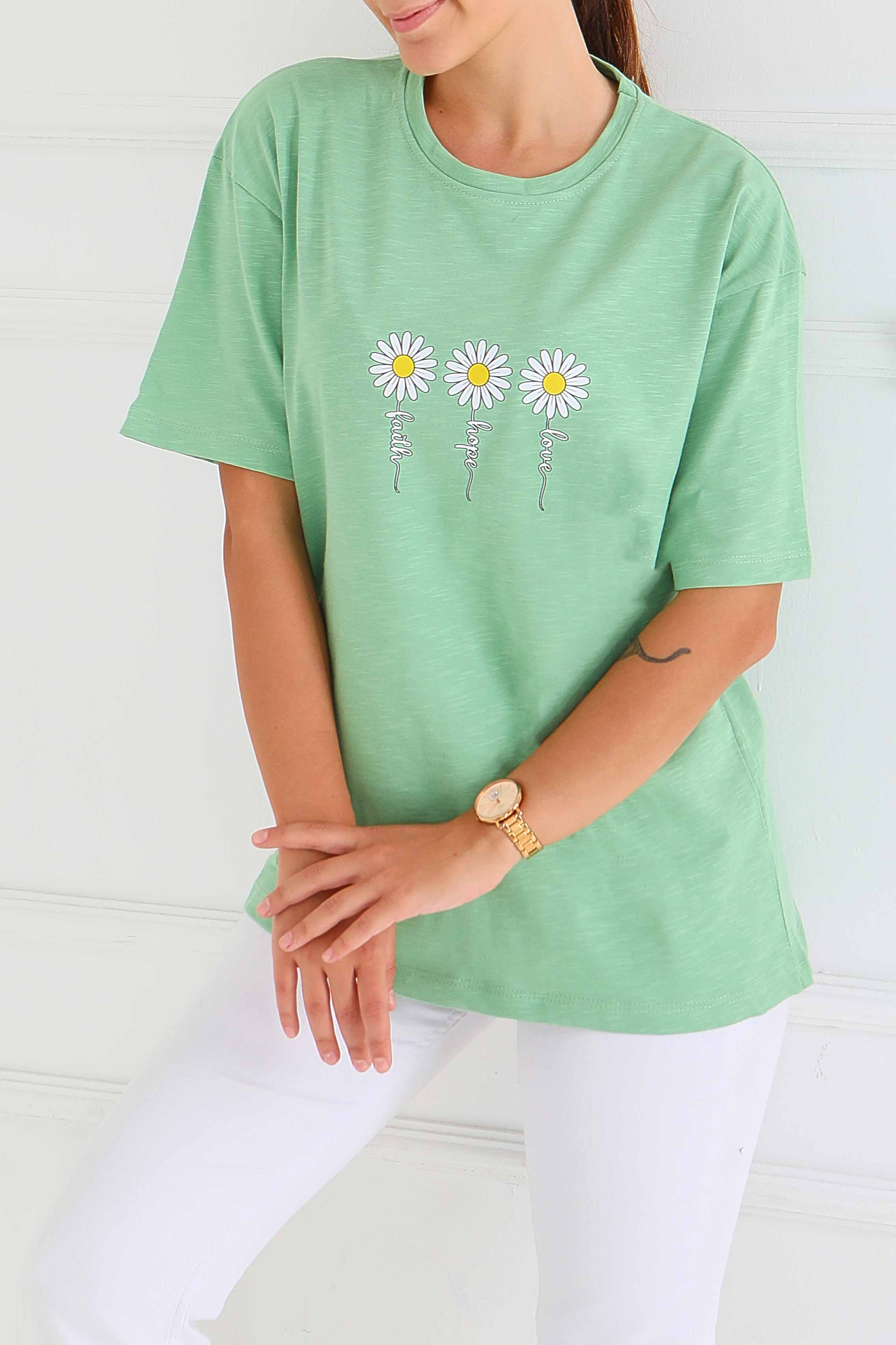 Baskılı Kısa Kollu T-Şhirt - 27578 - 1