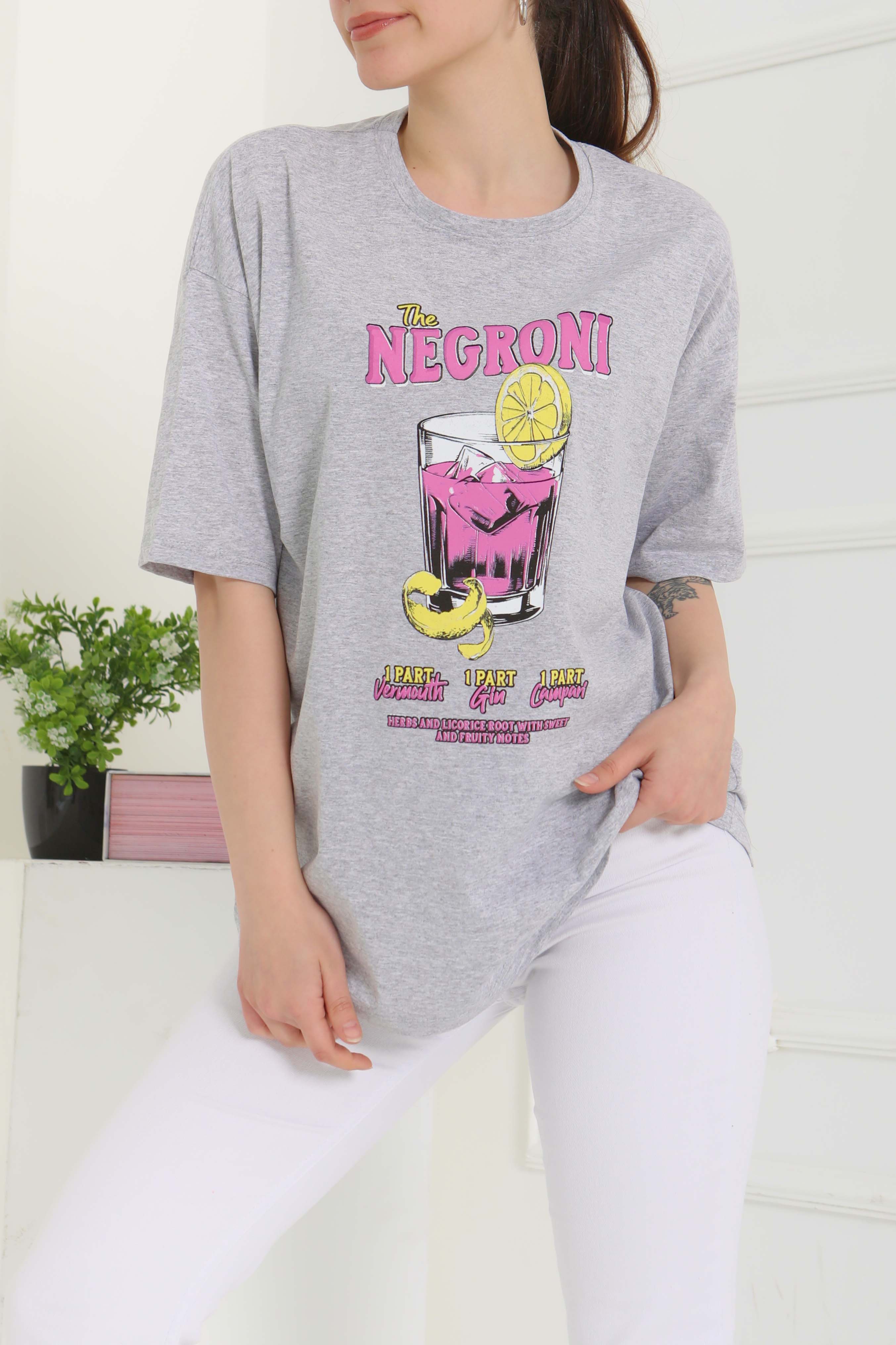 Baskılı Kısa Kollu T-Şhirt - 27095 - 1