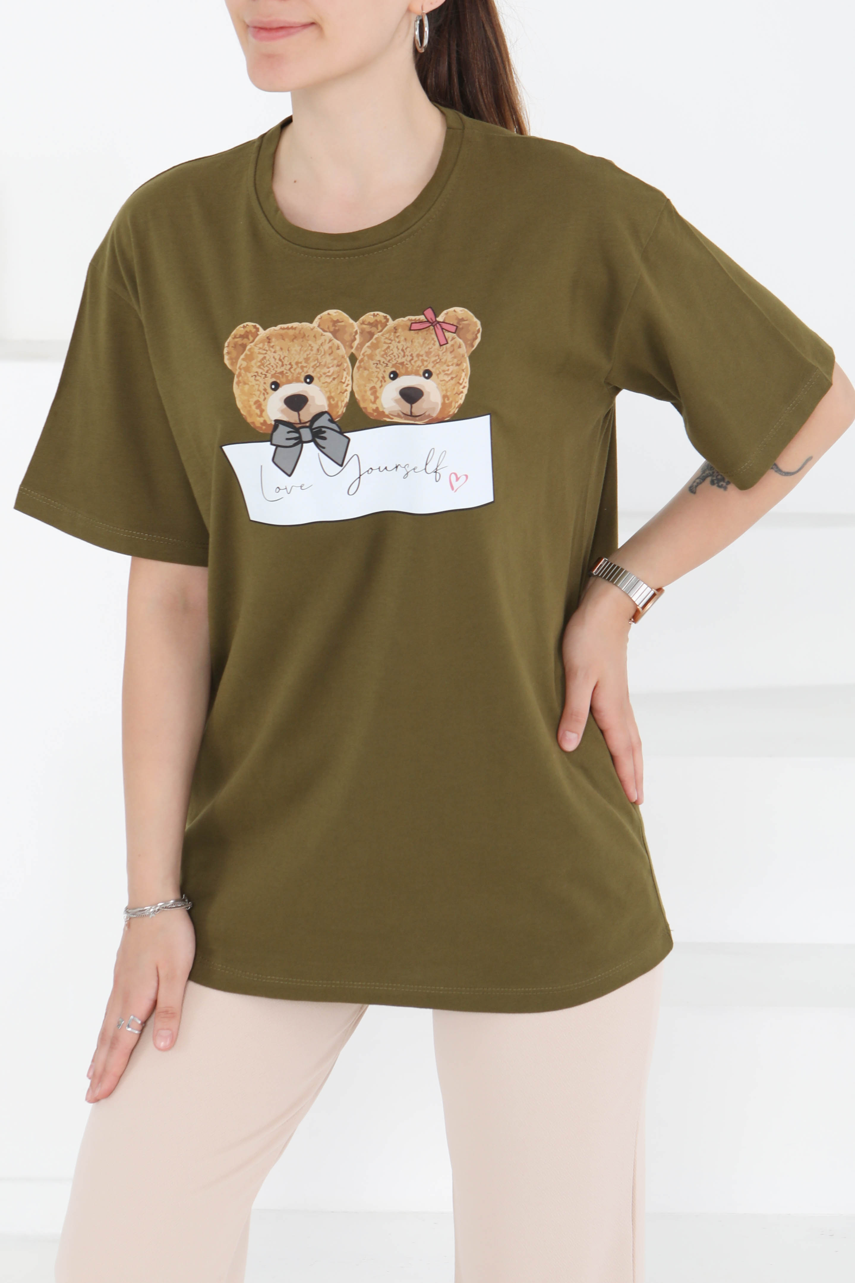 Baskılı Kısa Kollu T-Şhirt - 27348 - 1