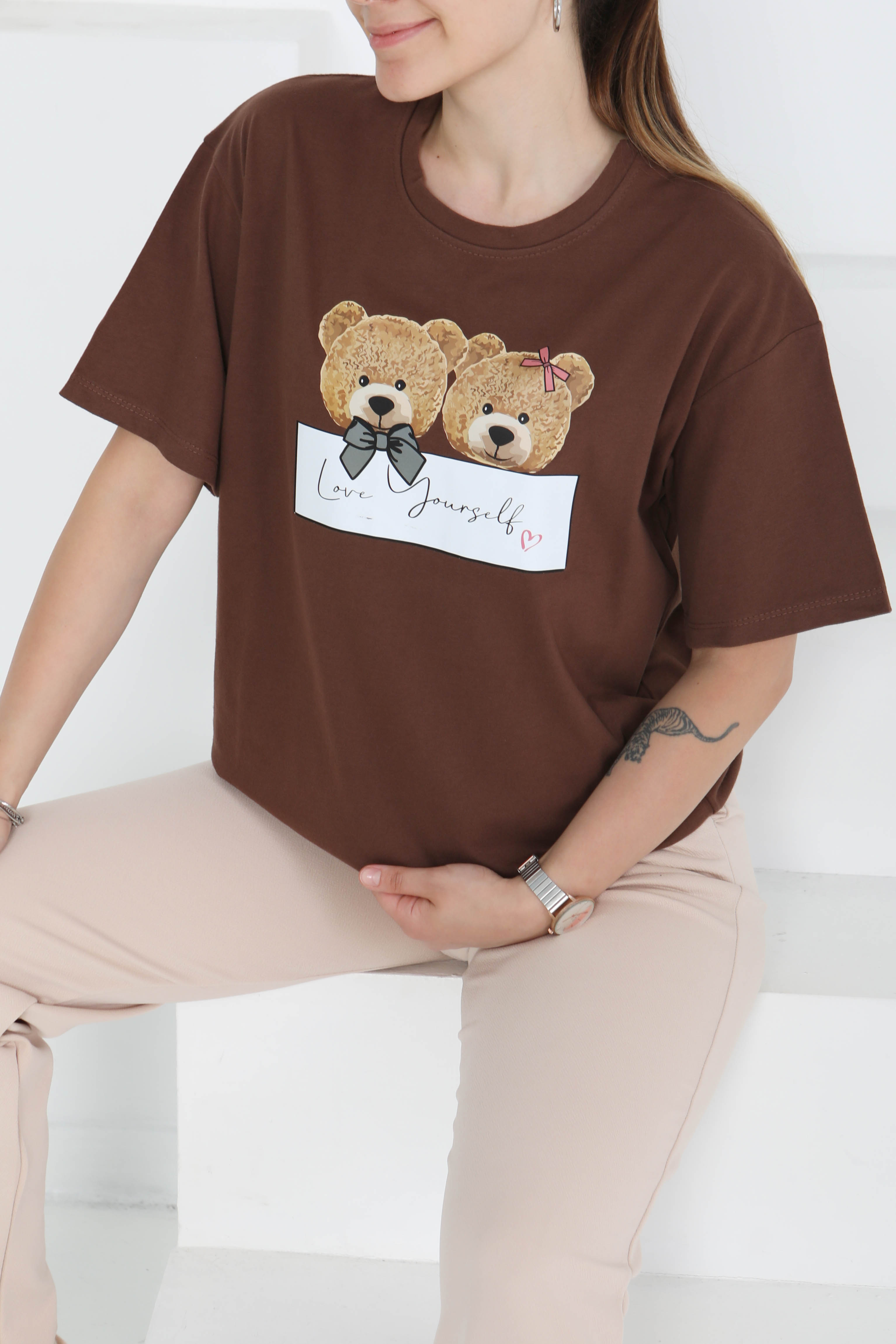 Baskılı Kısa Kollu T-Şhirt - 27348 - 1