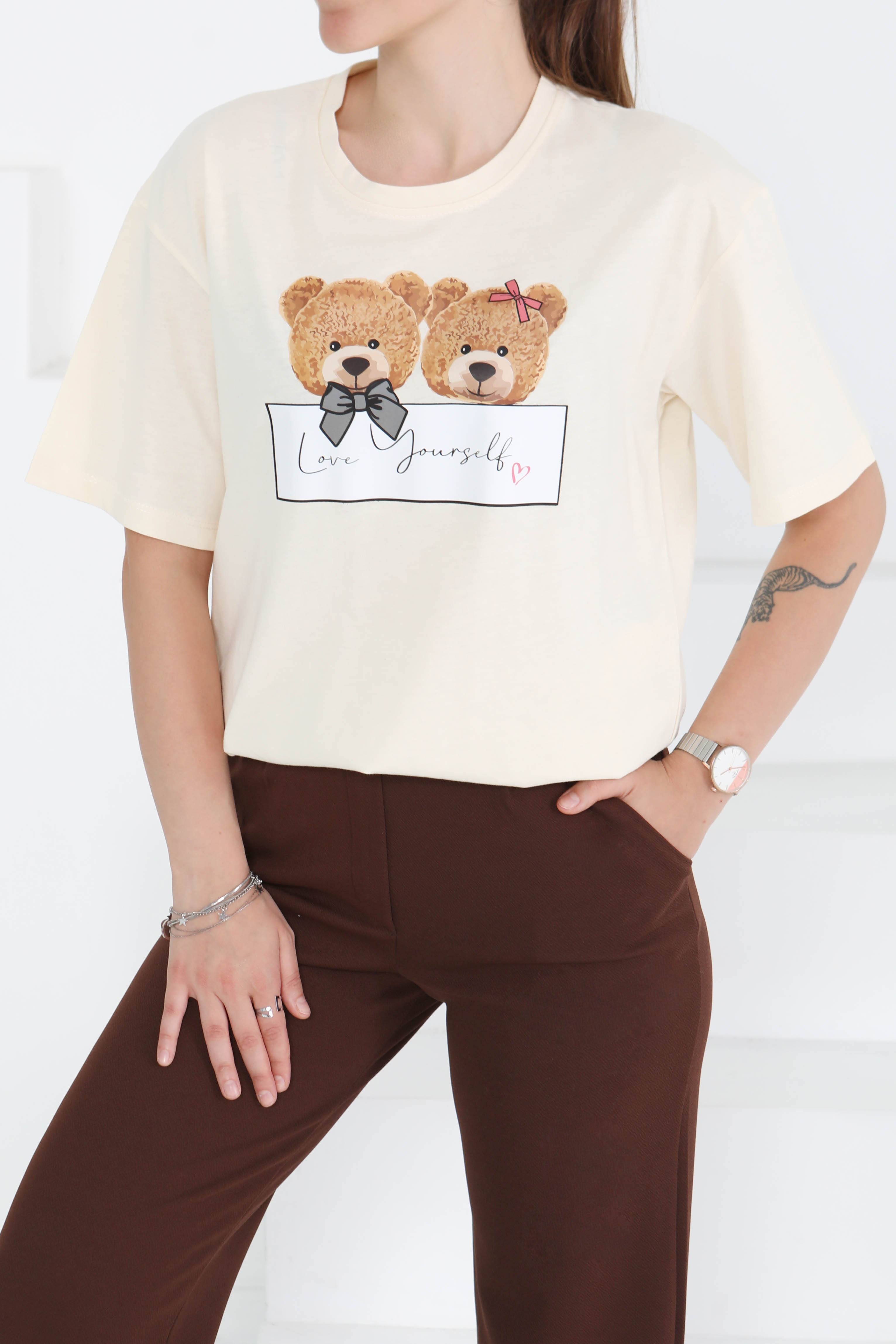 Baskılı Kısa Kollu T-Şhirt - 27348 - 1