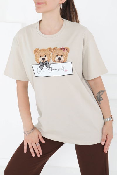 Baskılı Kısa Kollu T-Şhirt - 27348 