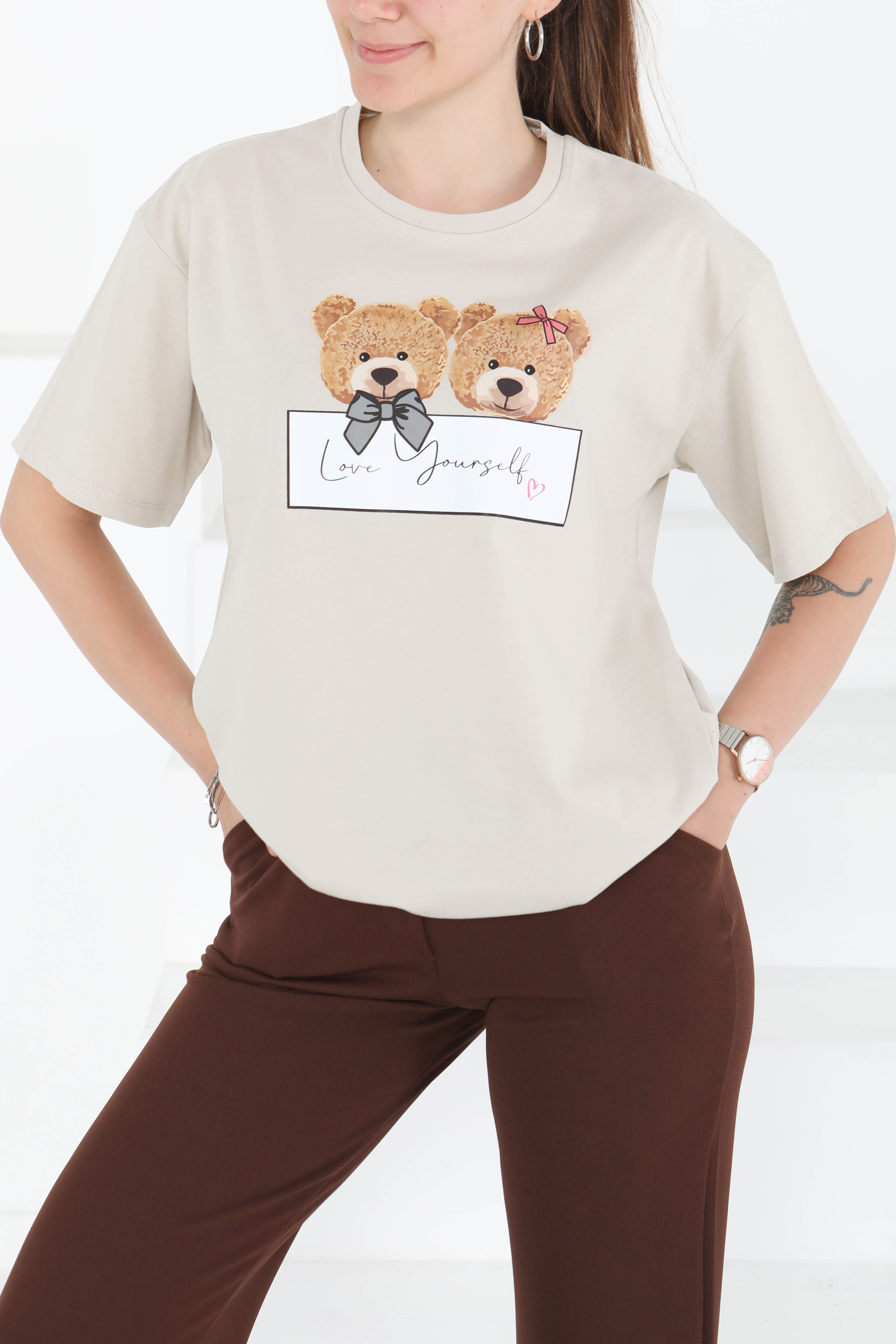 Baskılı Kısa Kollu T-Şhirt - 27348 - 2