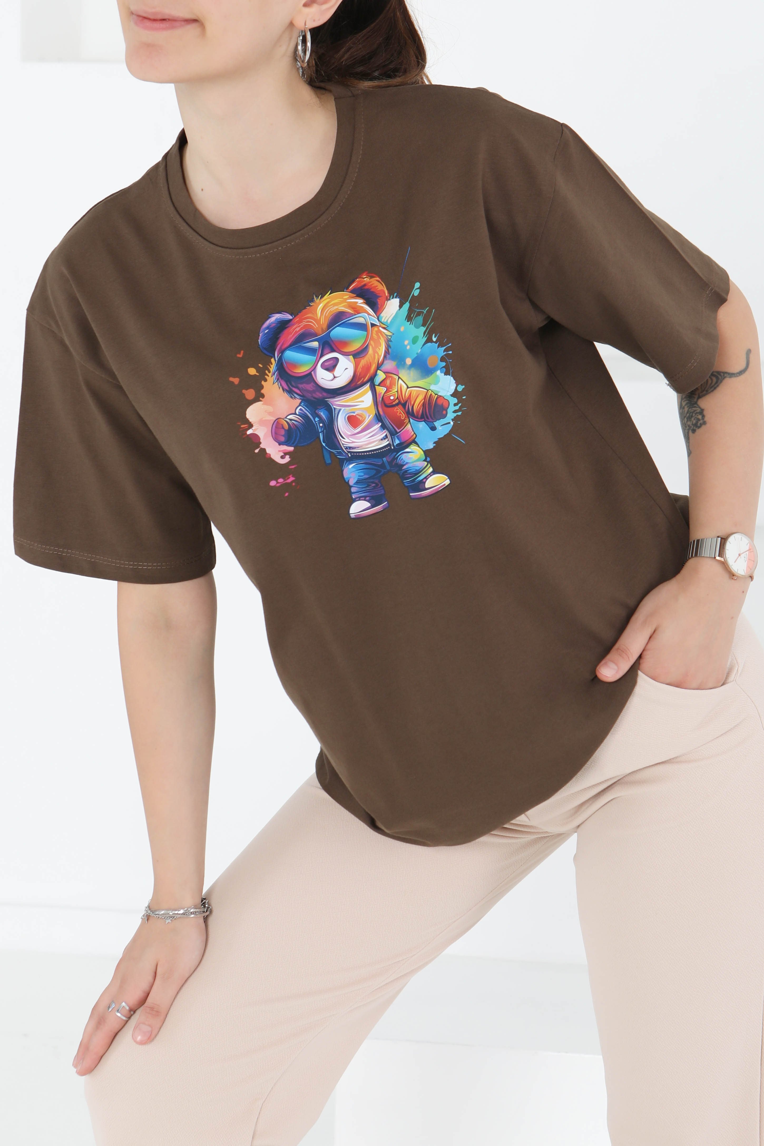 Baskılı Kısa Kollu T-Şhirt - 27349 - 1