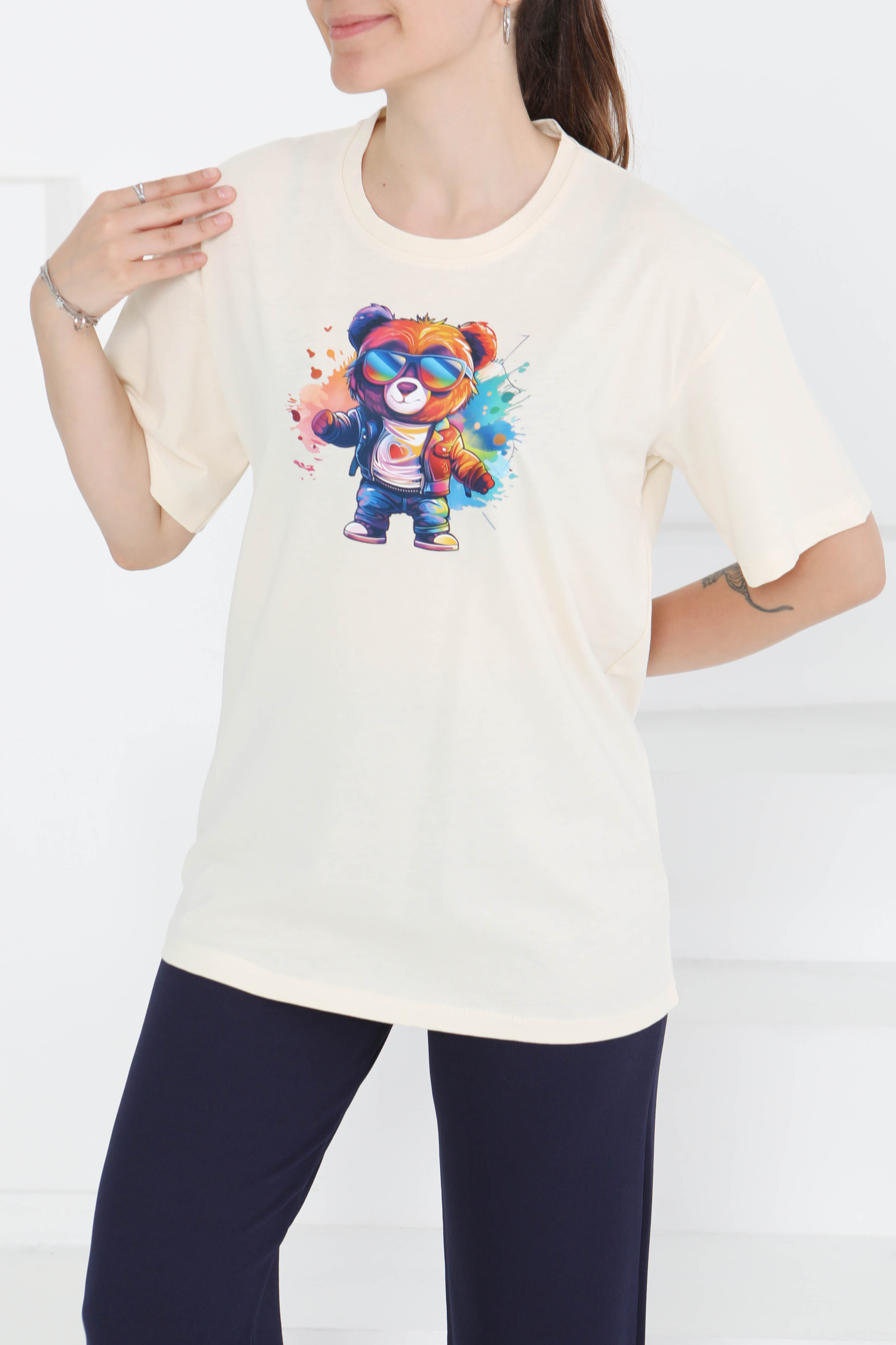 Baskılı Kısa Kollu T-Şhirt - 27349 - 1