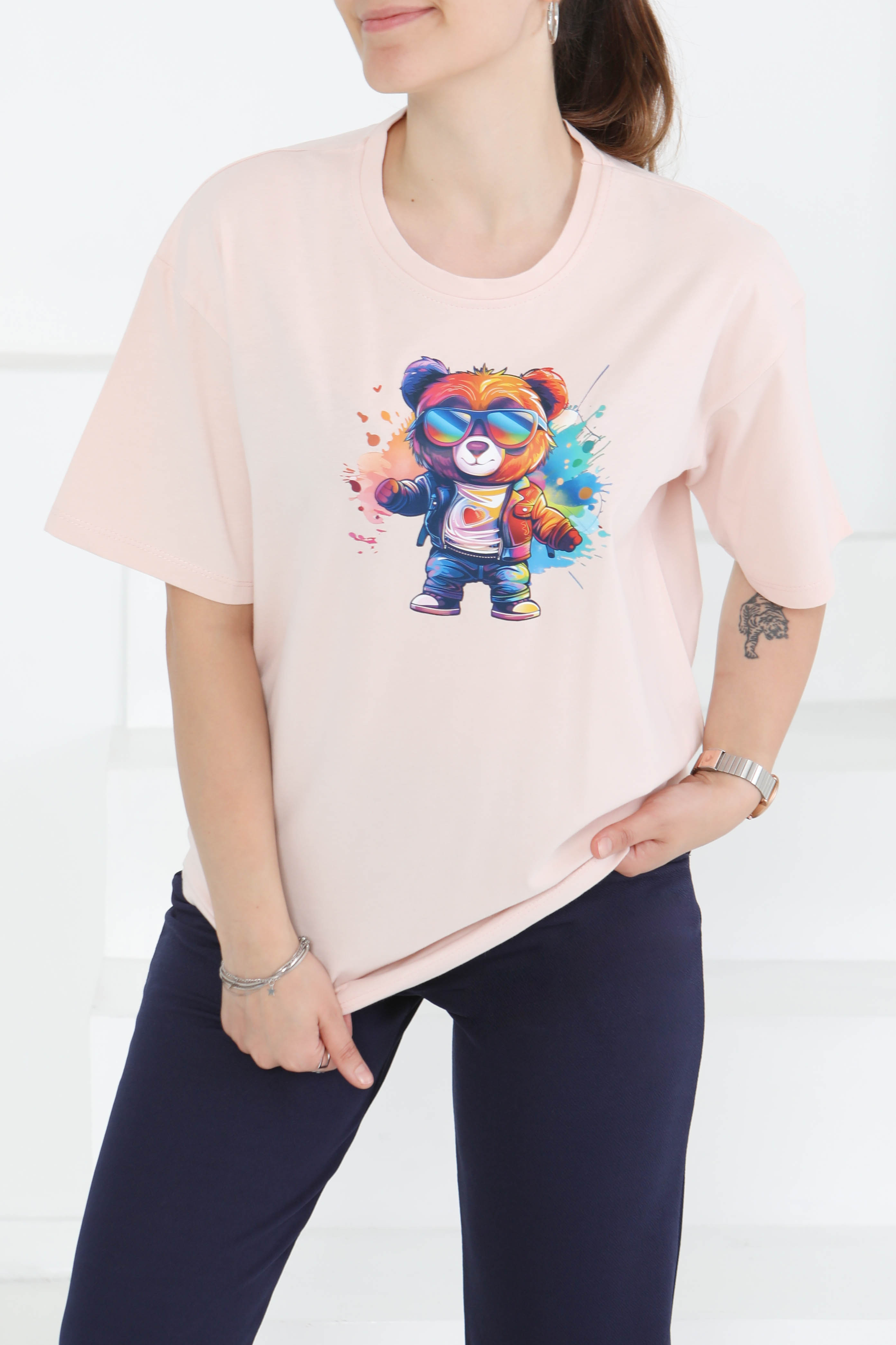 Baskılı Kısa Kollu T-Şhirt - 27349 - 1