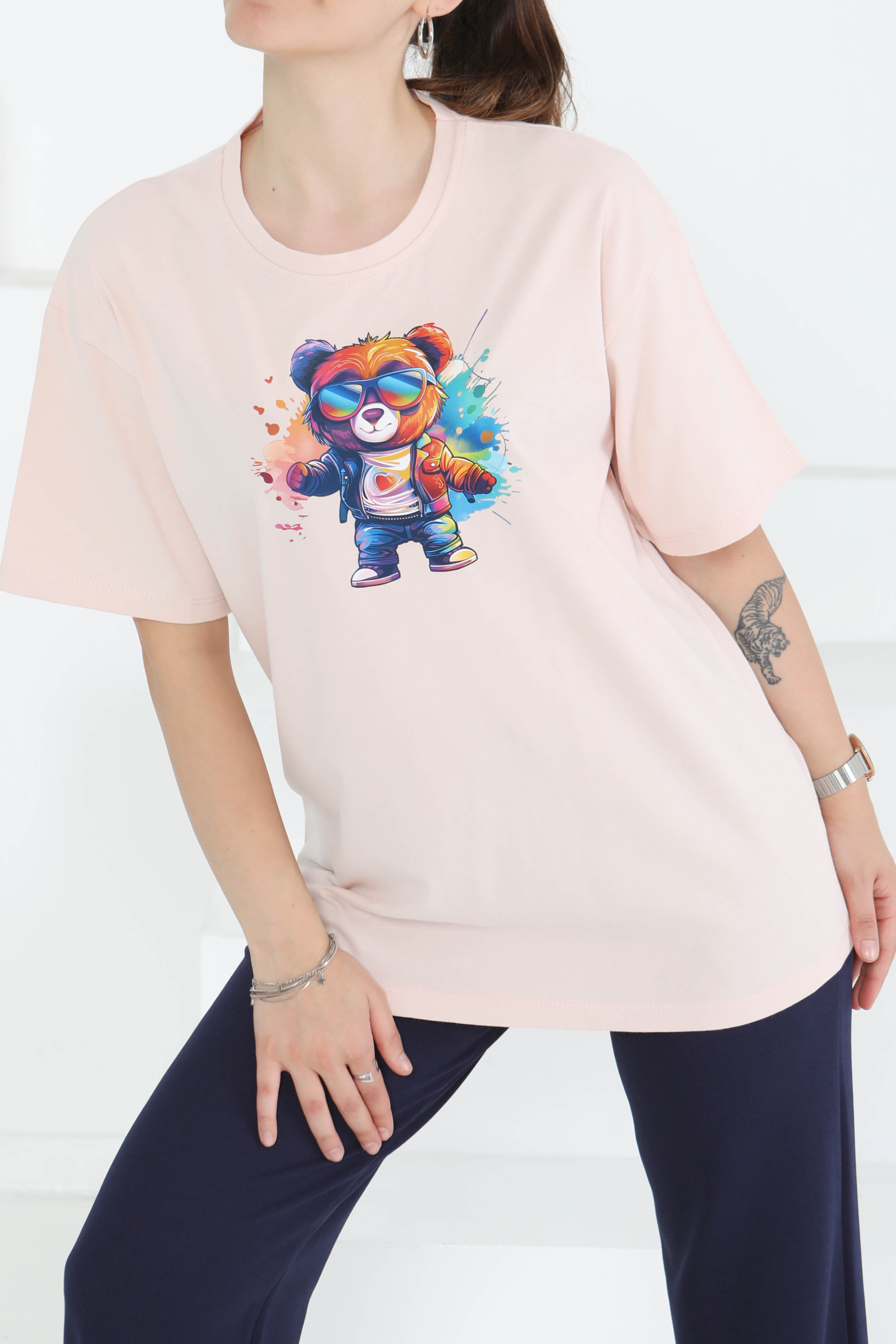 Baskılı Kısa Kollu T-Şhirt - 27349 - 3