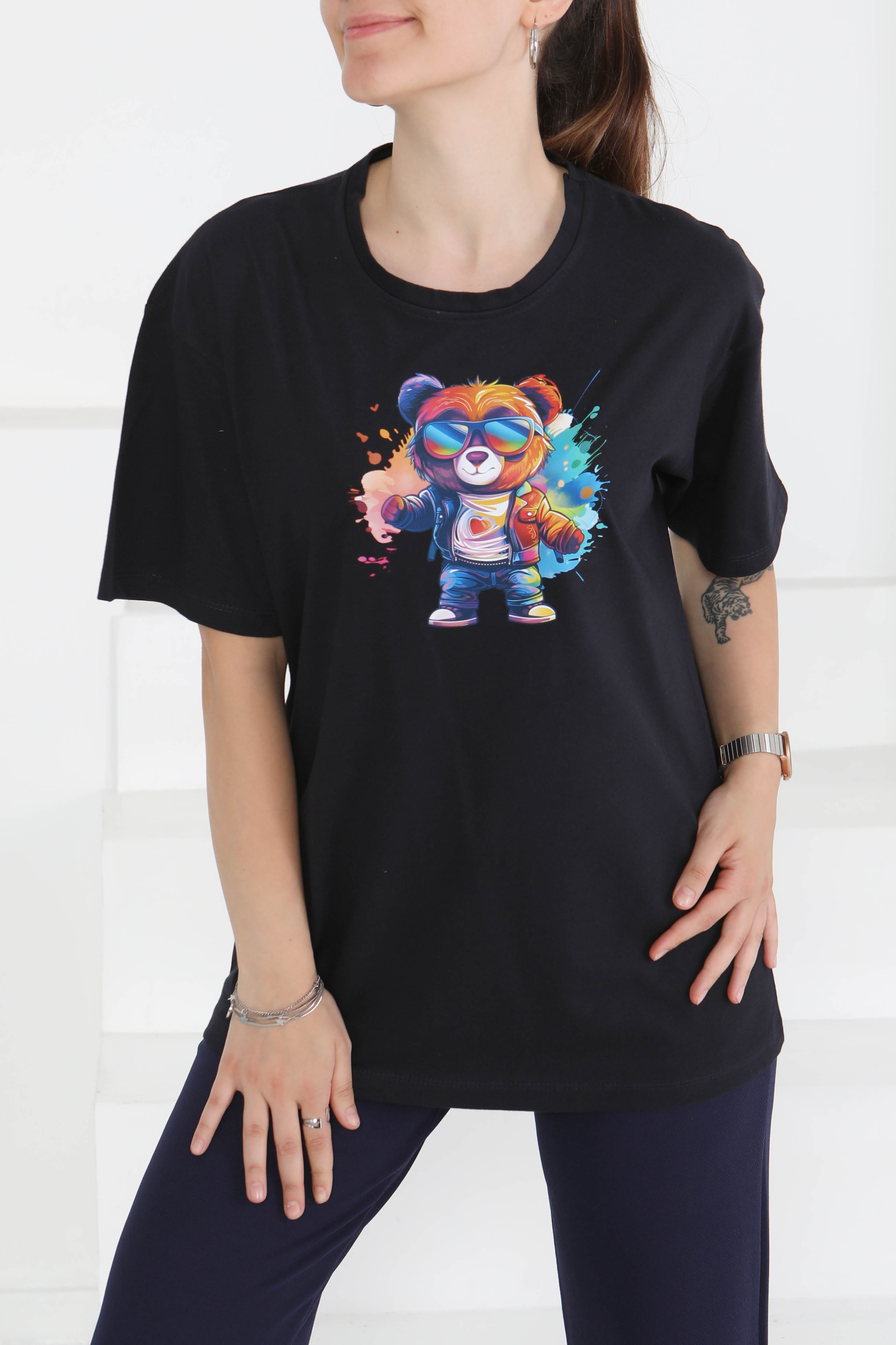 Baskılı Kısa Kollu T-Şhirt - 27349 - 3