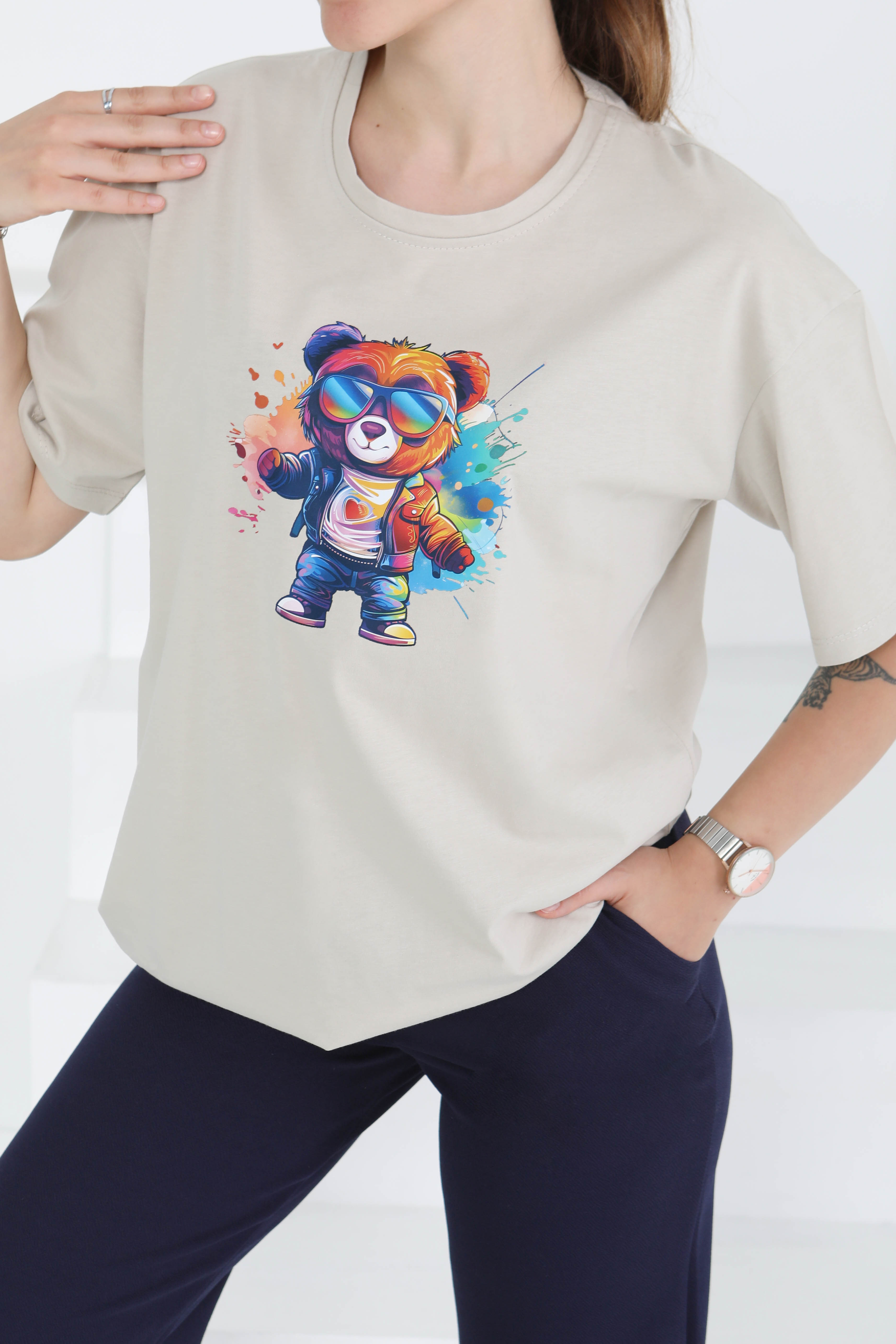 Baskılı Kısa Kollu T-Şhirt - 27349 - 2