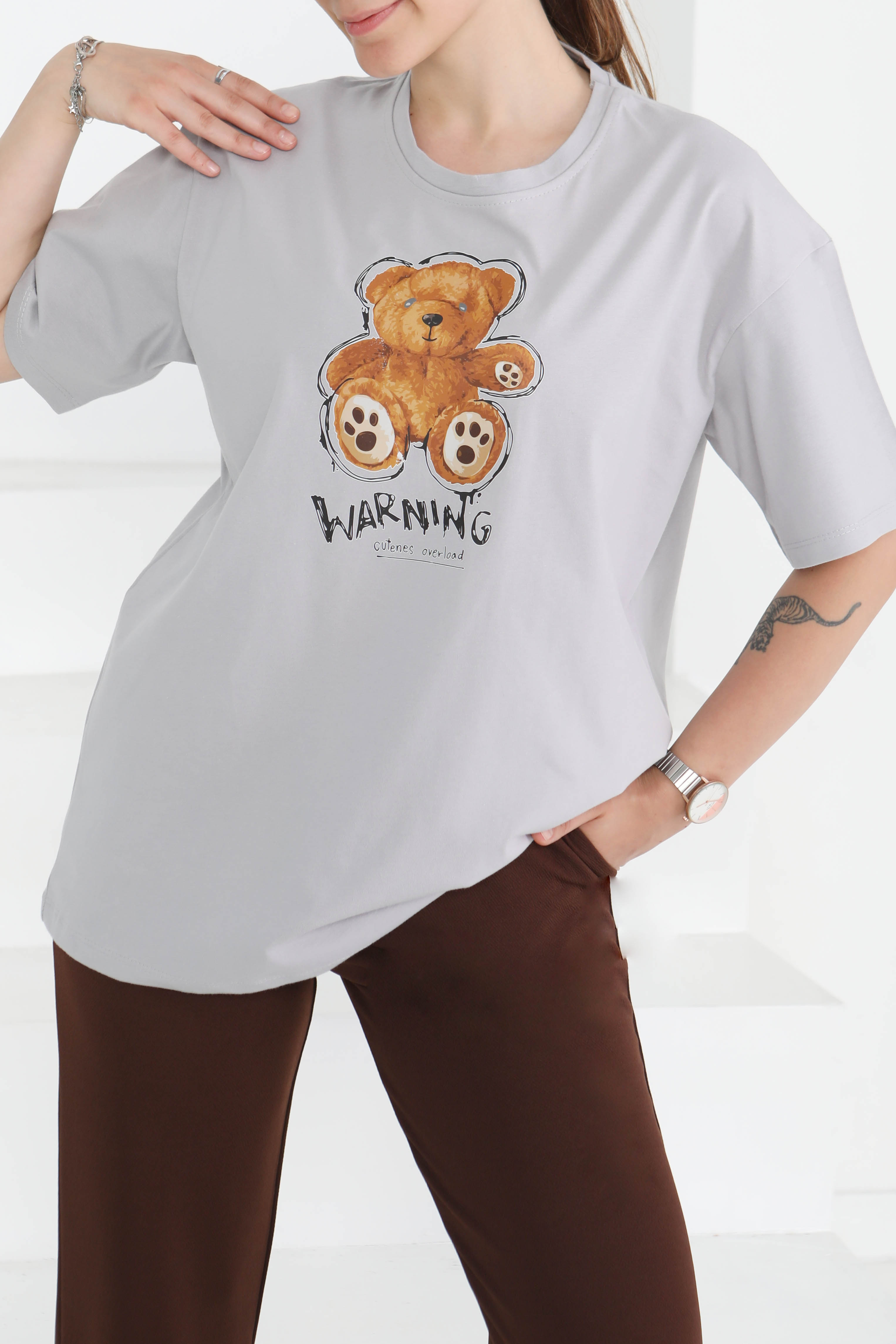 Baskılı Kısa Kollu T-Şhirt - 27350 - 1