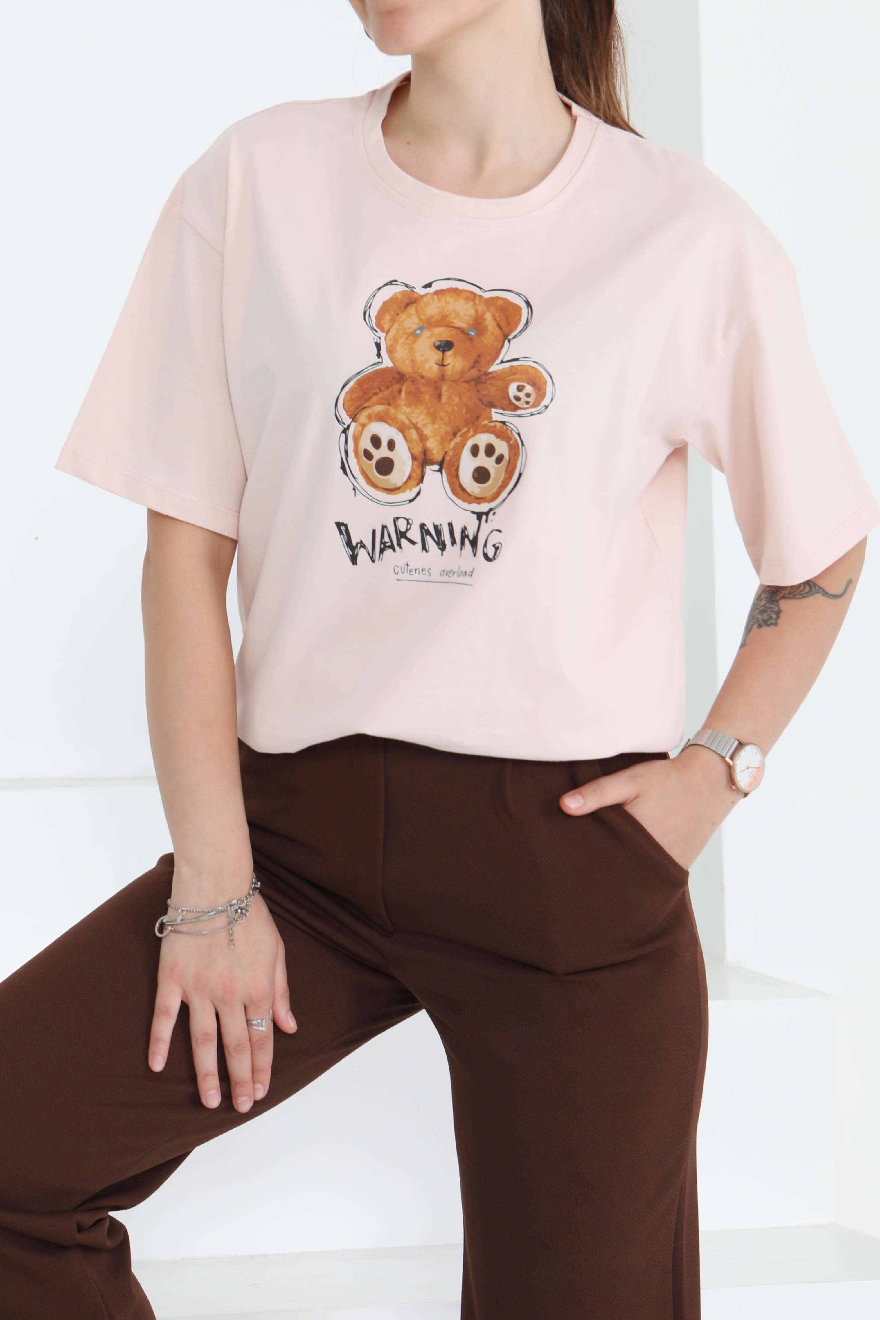 Baskılı Kısa Kollu T-Şhirt - 27350 - 1