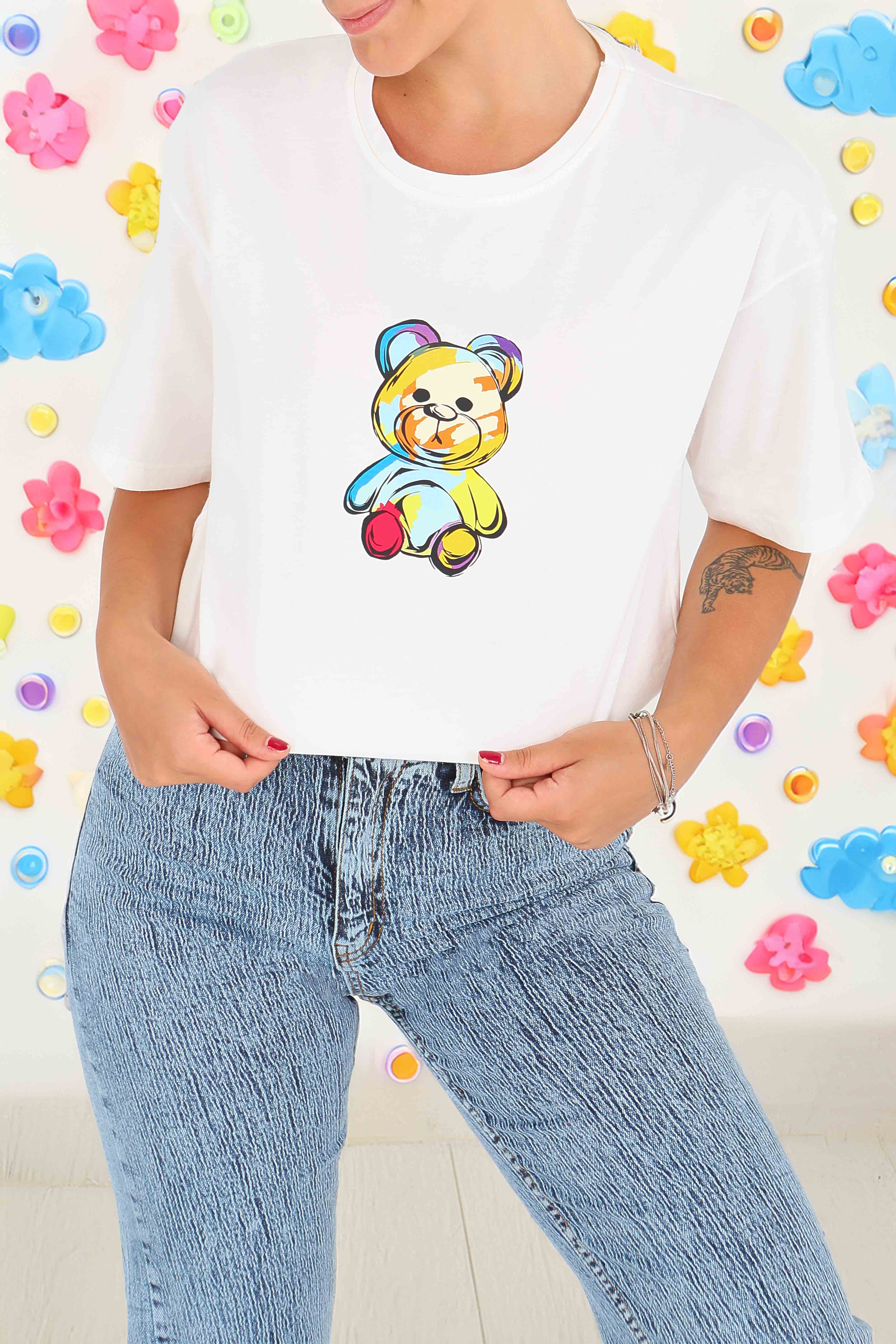 Baskılı Kısa Kollu T-Şhirt - 27545 - 1