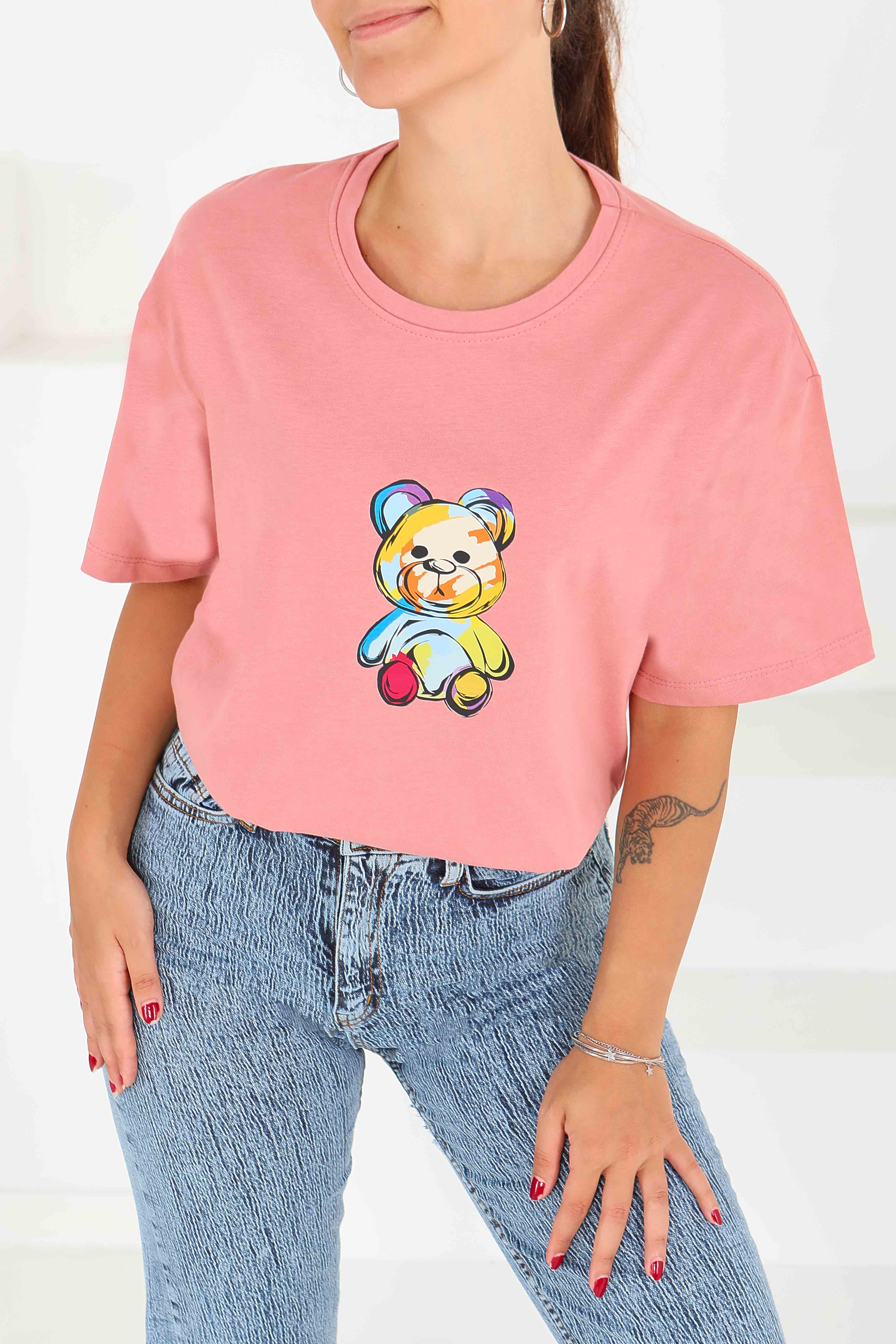 Baskılı Kısa Kollu T-Şhirt - 27545 - 1