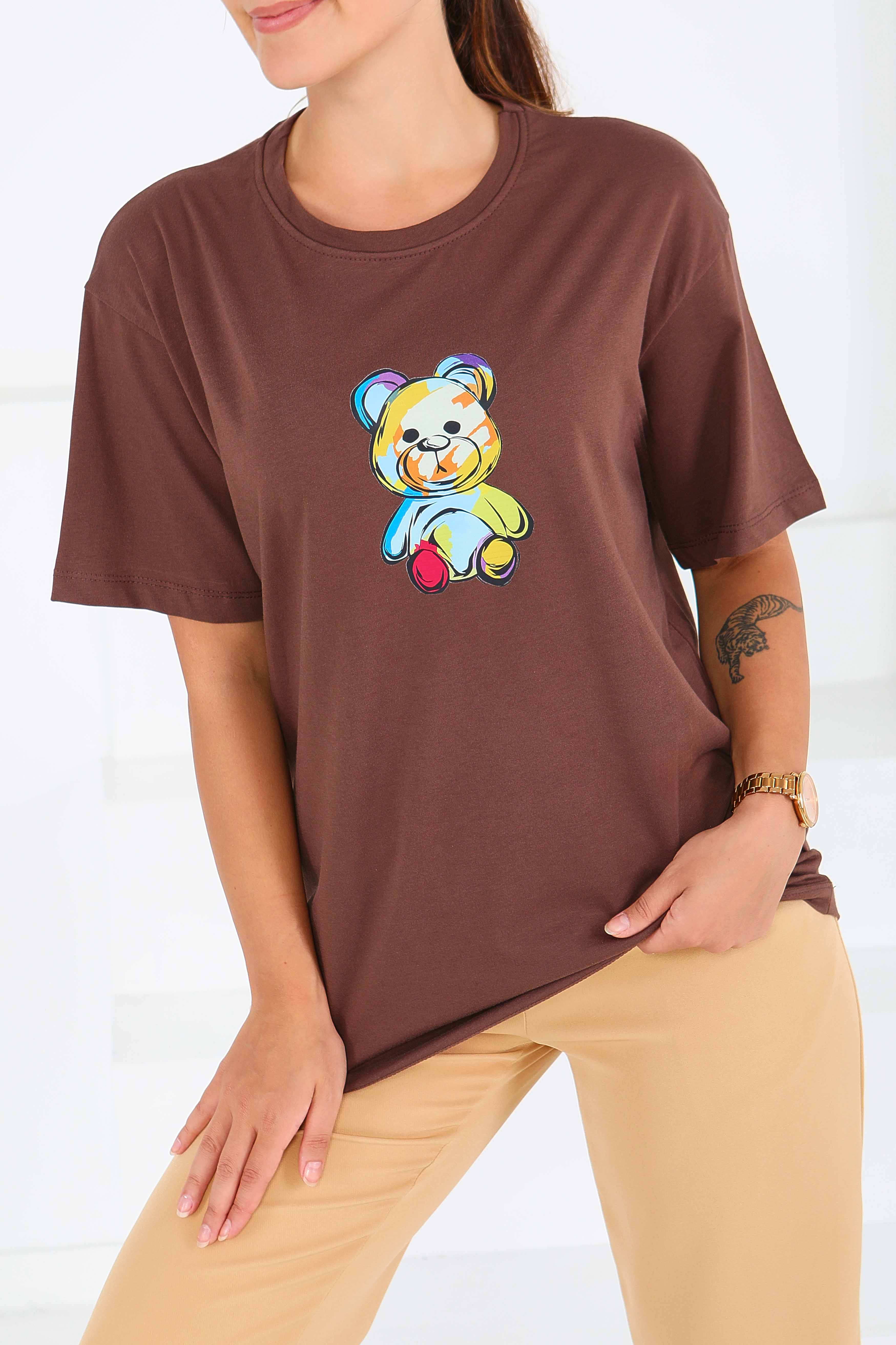 Baskılı Kısa Kollu T-Şhirt - 27545 - 1