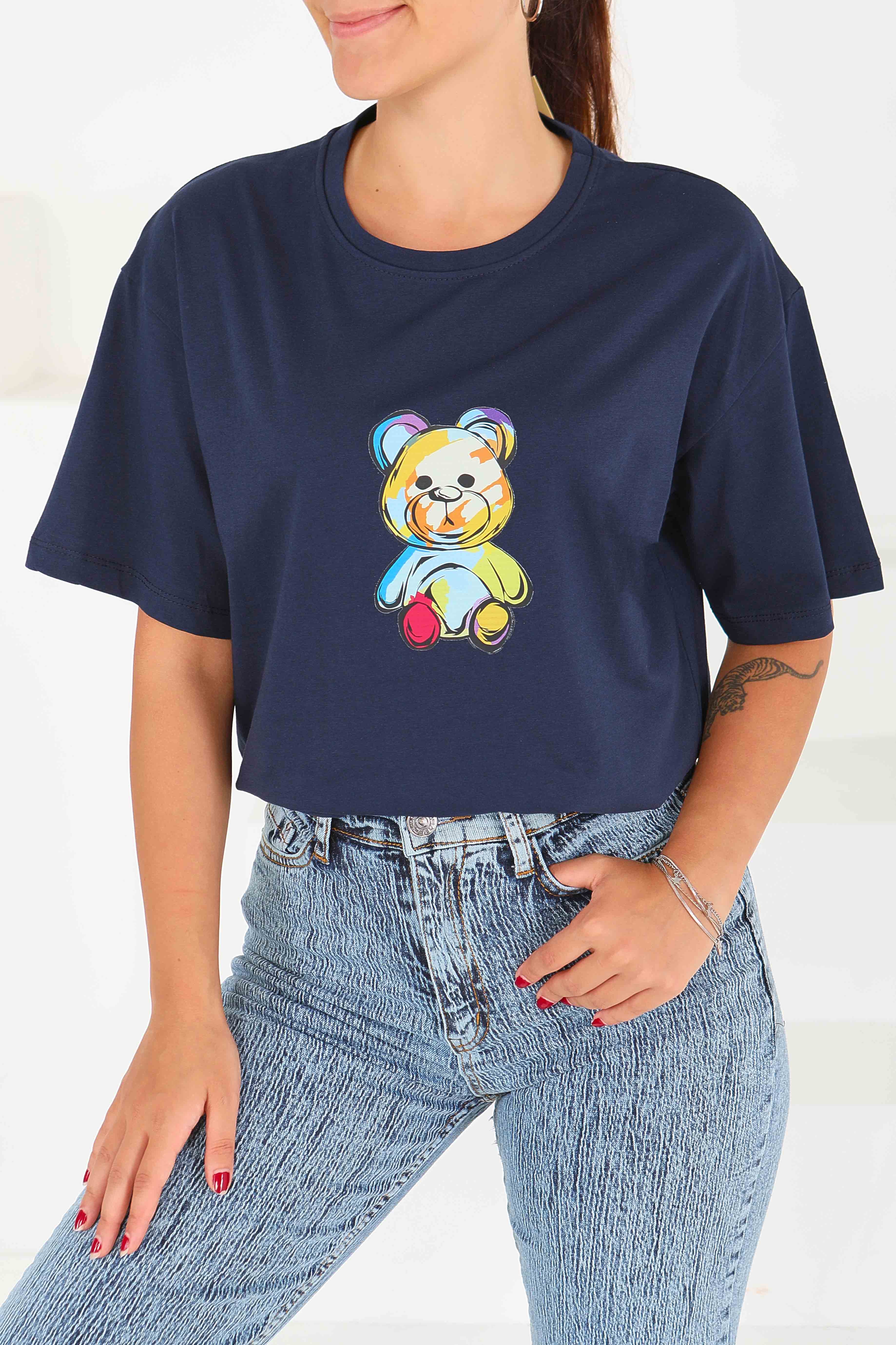 Baskılı Kısa Kollu T-Şhirt - 27545 - 1