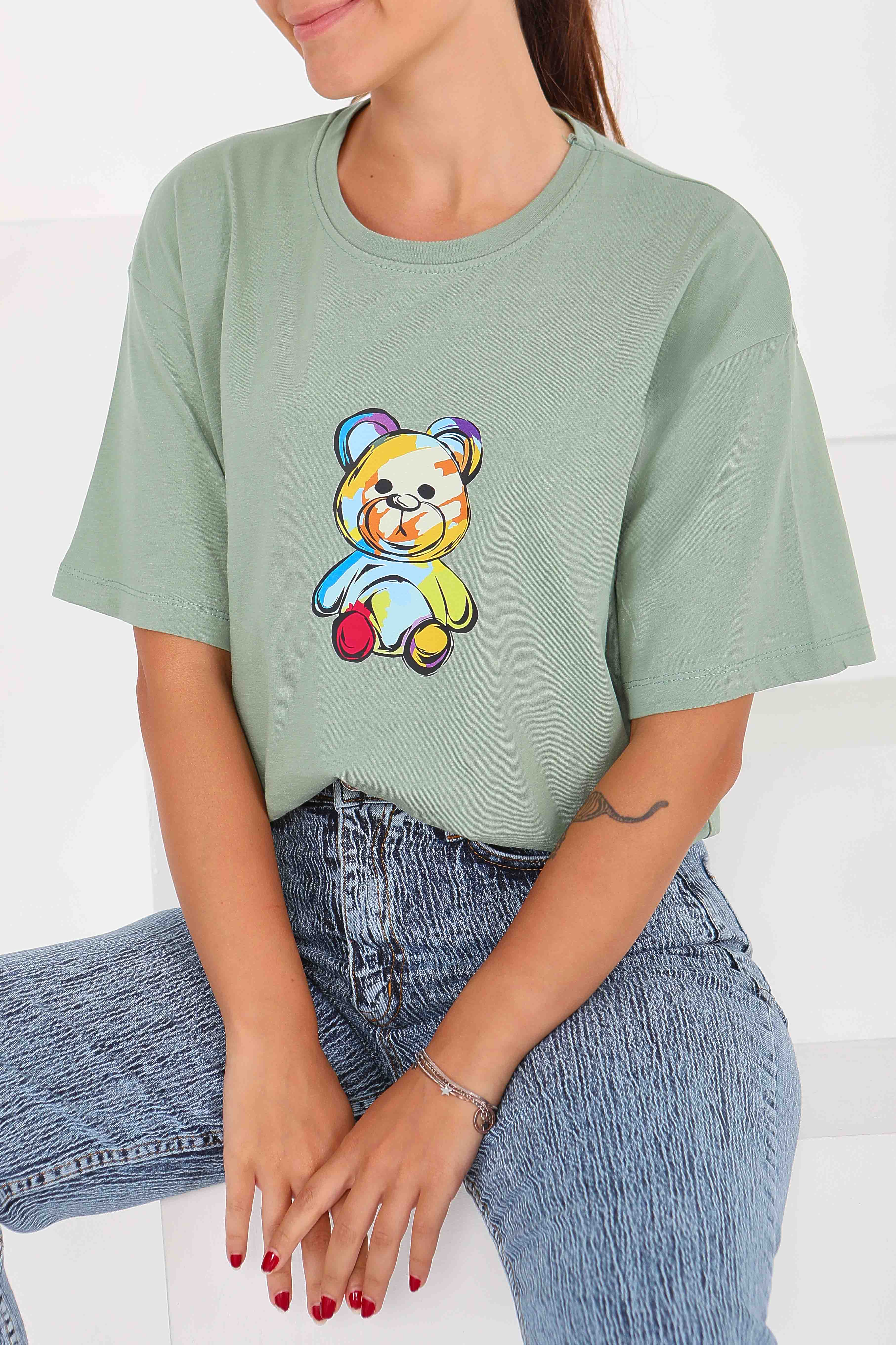 Baskılı Kısa Kollu T-Şhirt - 27545 - 1