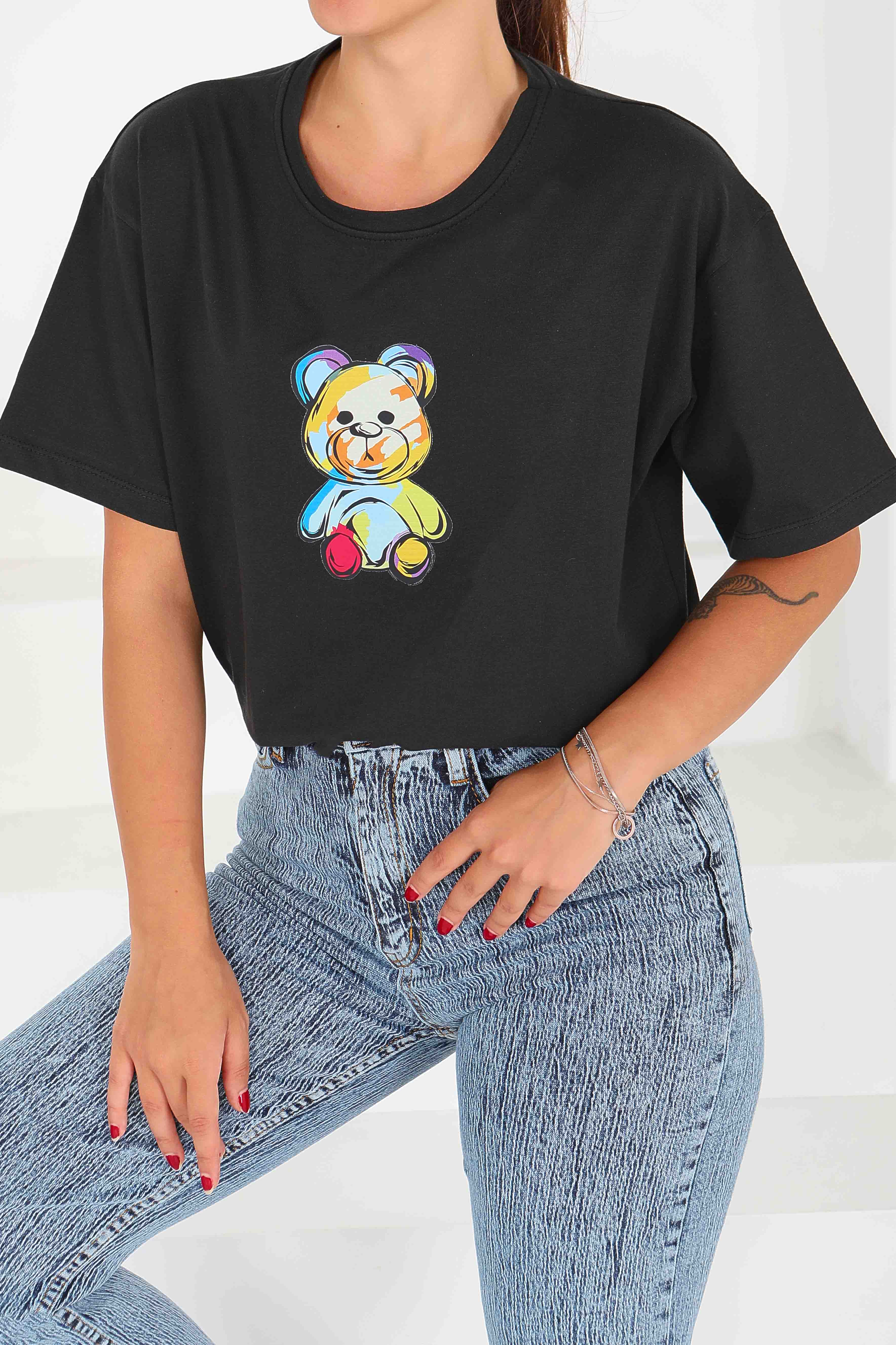 Baskılı Kısa Kollu T-Şhirt - 27545 - 3