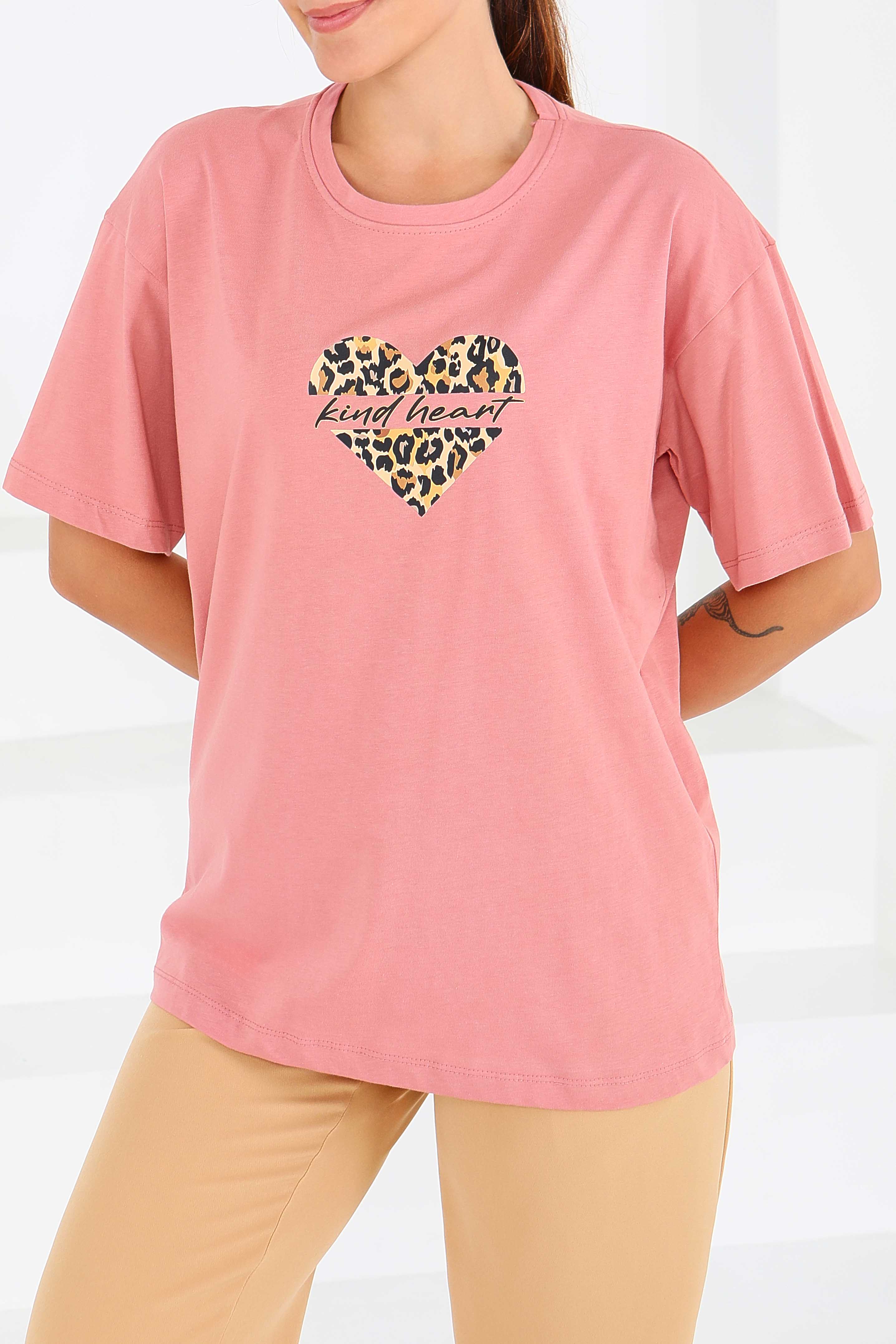 Baskılı Kısa Kollu T-Şhirt - 27546 - 1