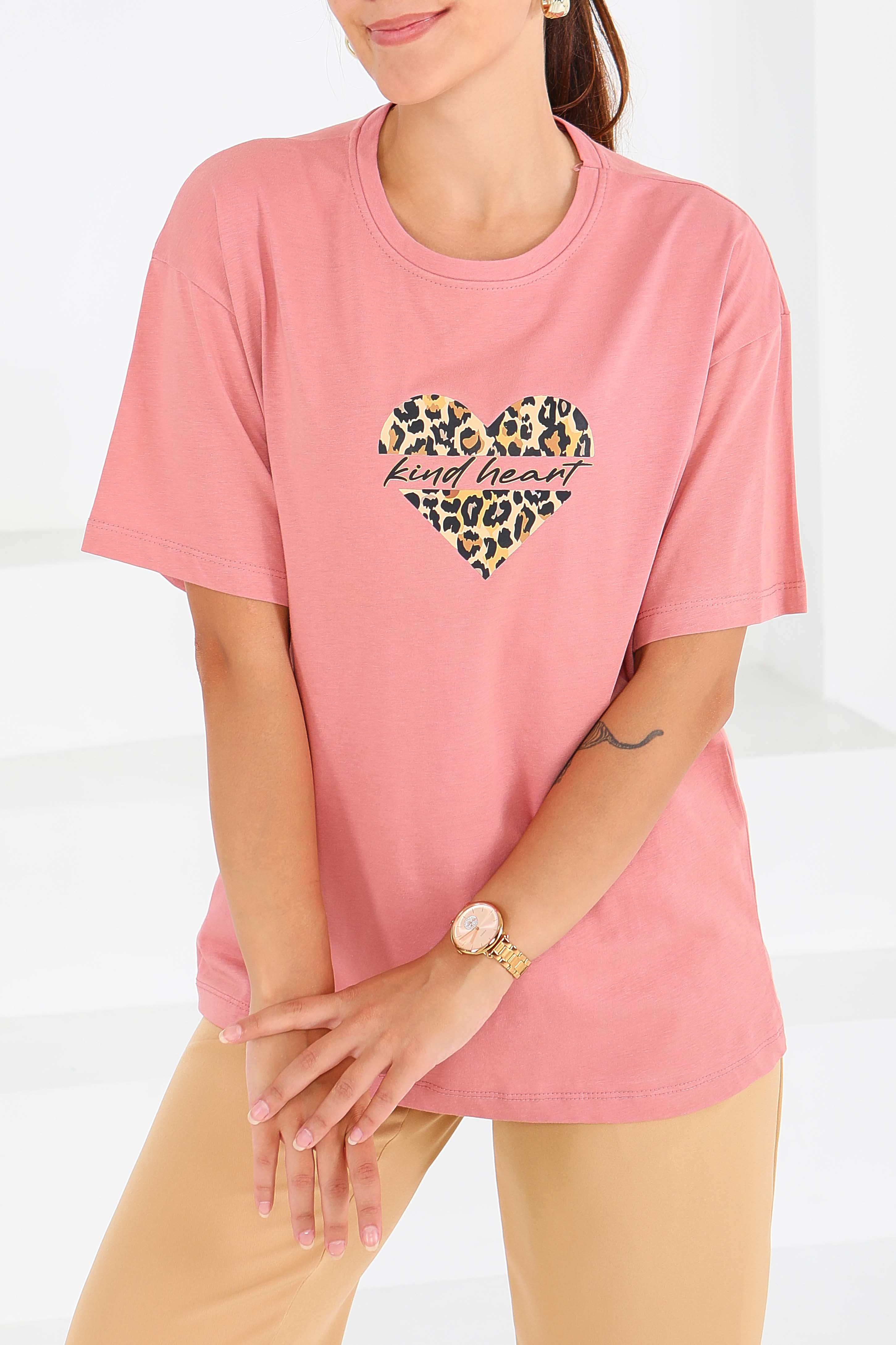 Baskılı Kısa Kollu T-Şhirt - 27546 - 2