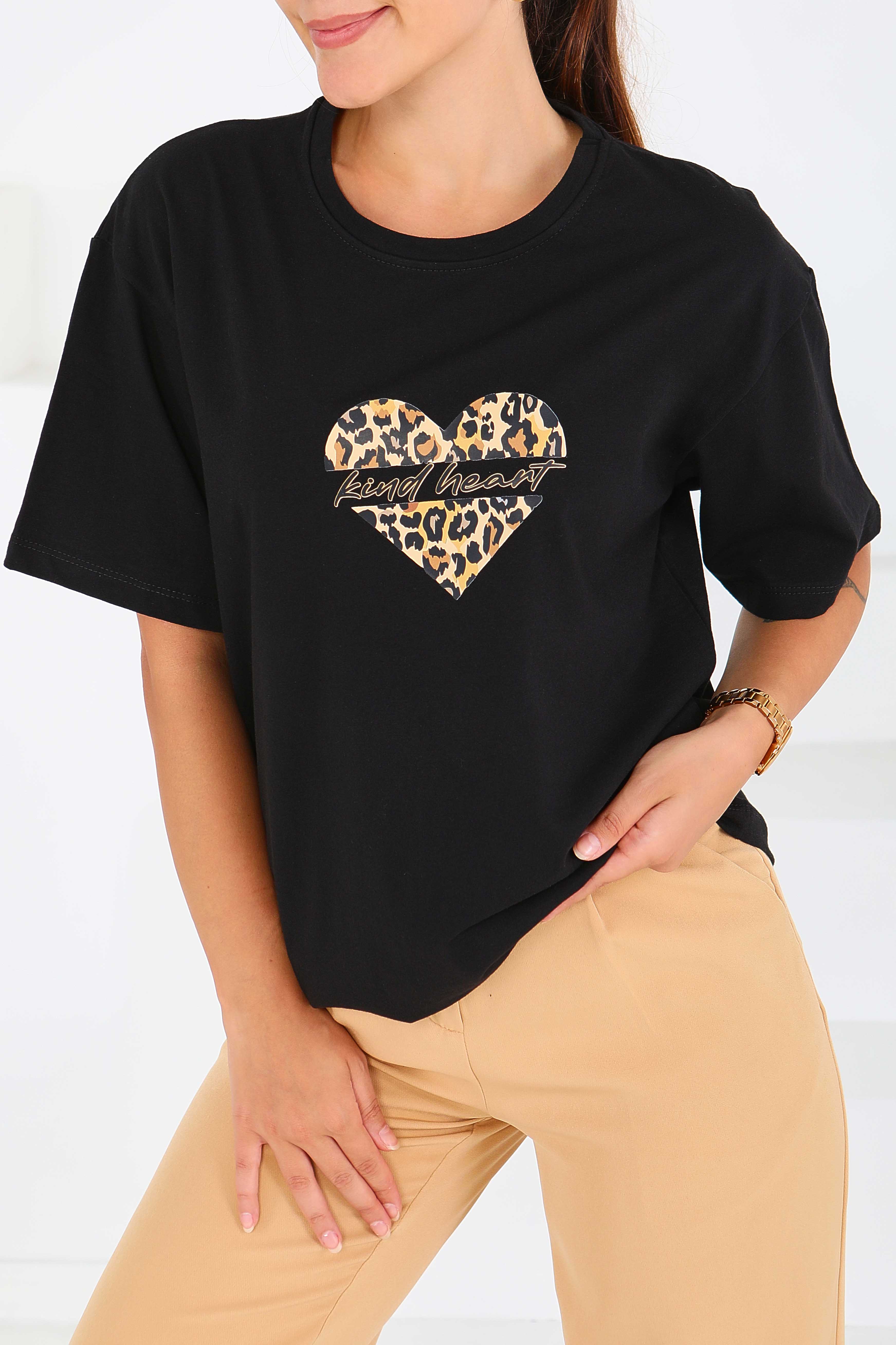 Baskılı Kısa Kollu T-Şhirt - 27546 - 1