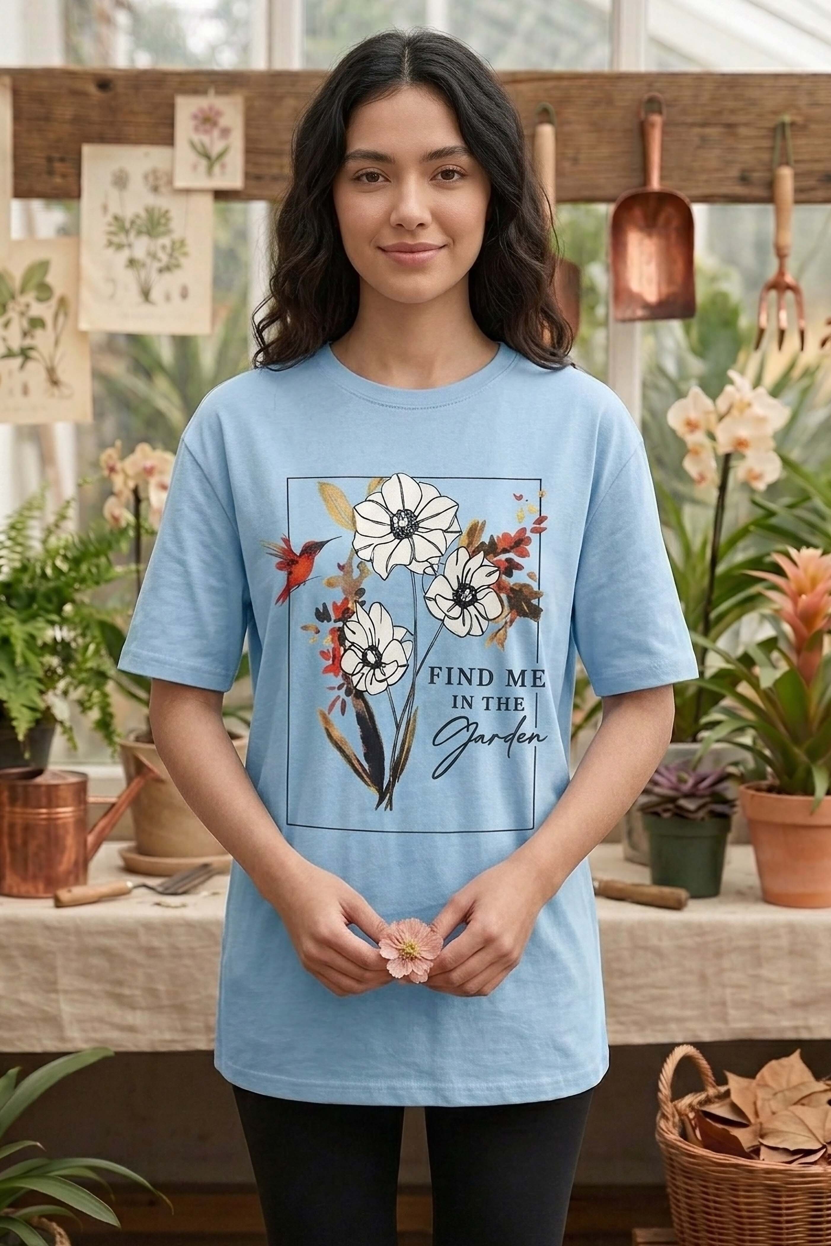 Baskılı Kısa Kollu Tunik - 1309-BEBE-MAVI - 1