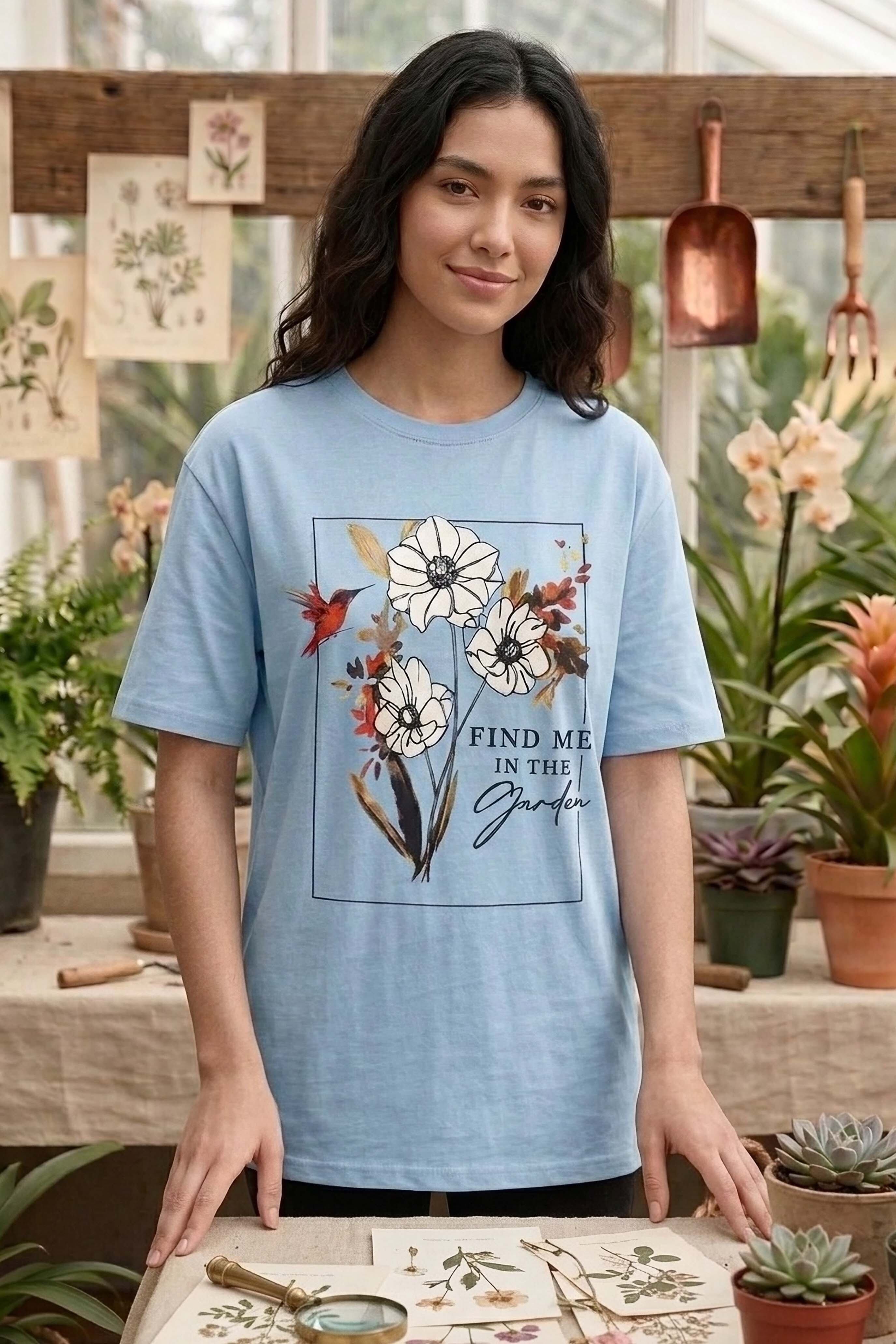 Baskılı Kısa Kollu Tunik - 1309-BEBE-MAVI - 2