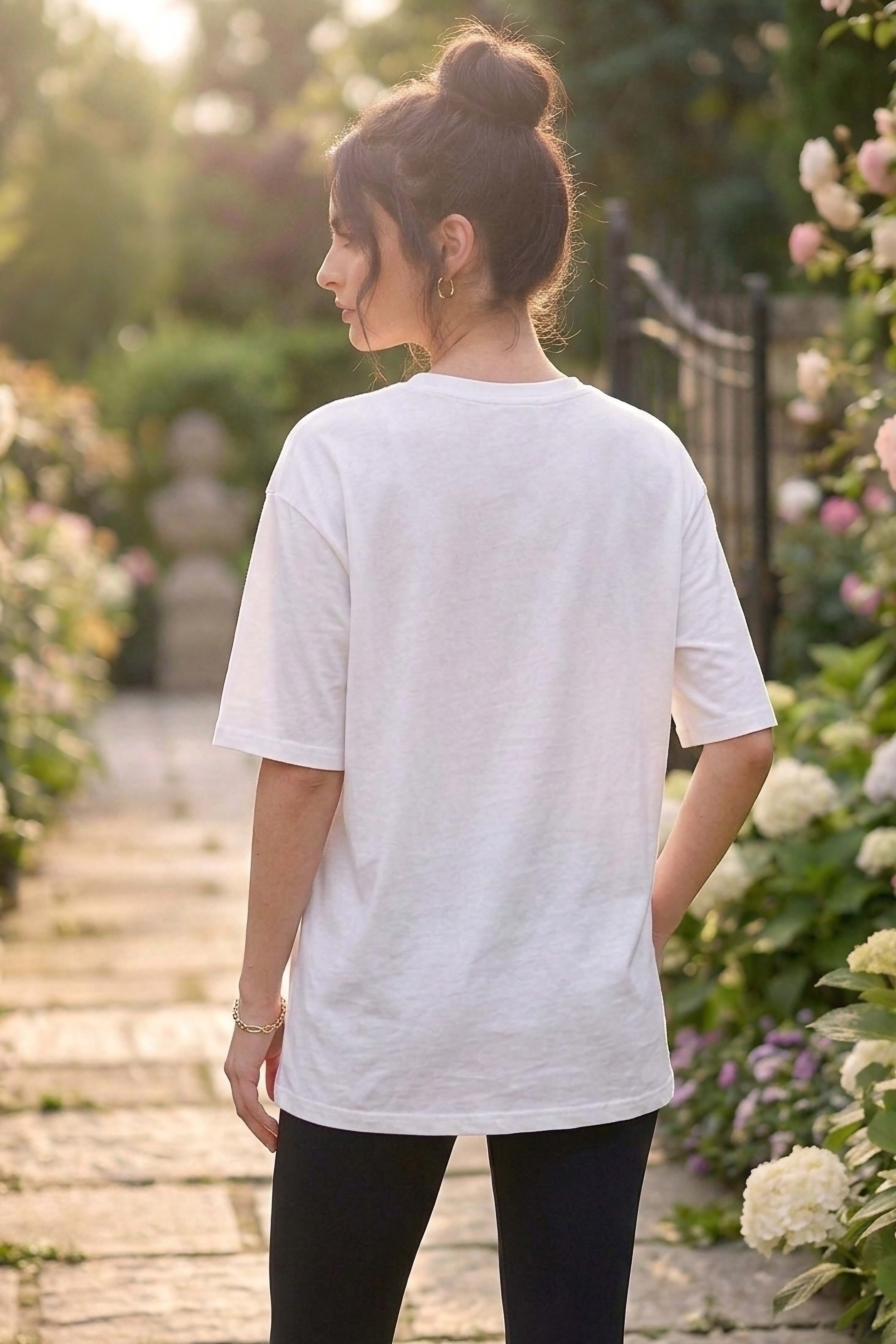 Baskılı Kısa Kollu Tunik - 1309-BEYAZ - 3