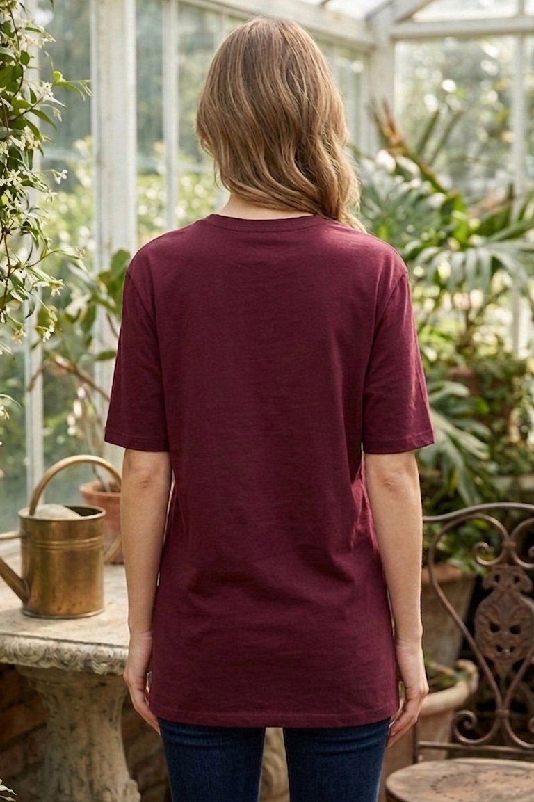 Baskılı Kısa Kollu Tunik - 1309-BORDO - 3