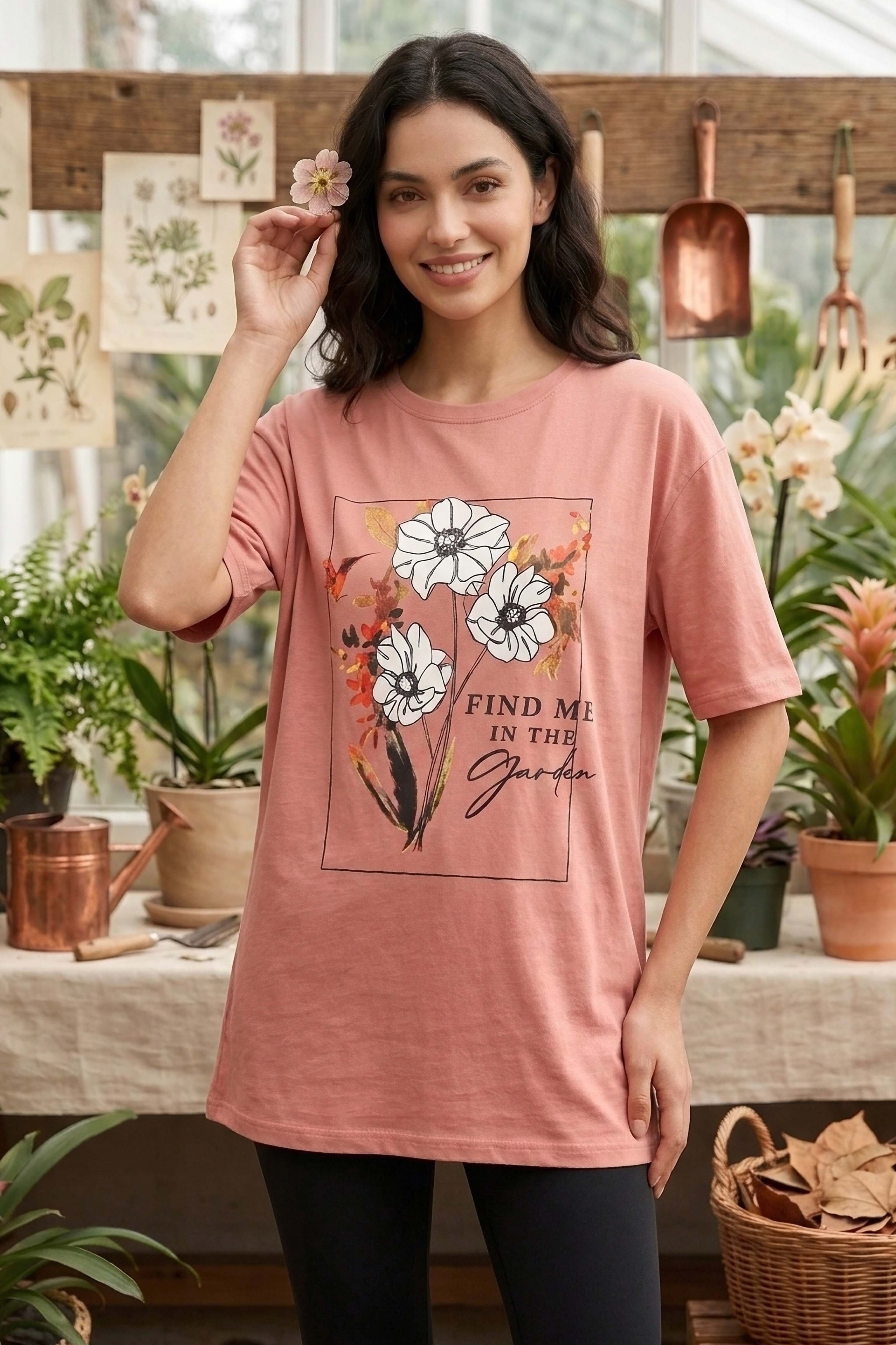 Baskılı Kısa Kollu Tunik - 1309-GUL - 1