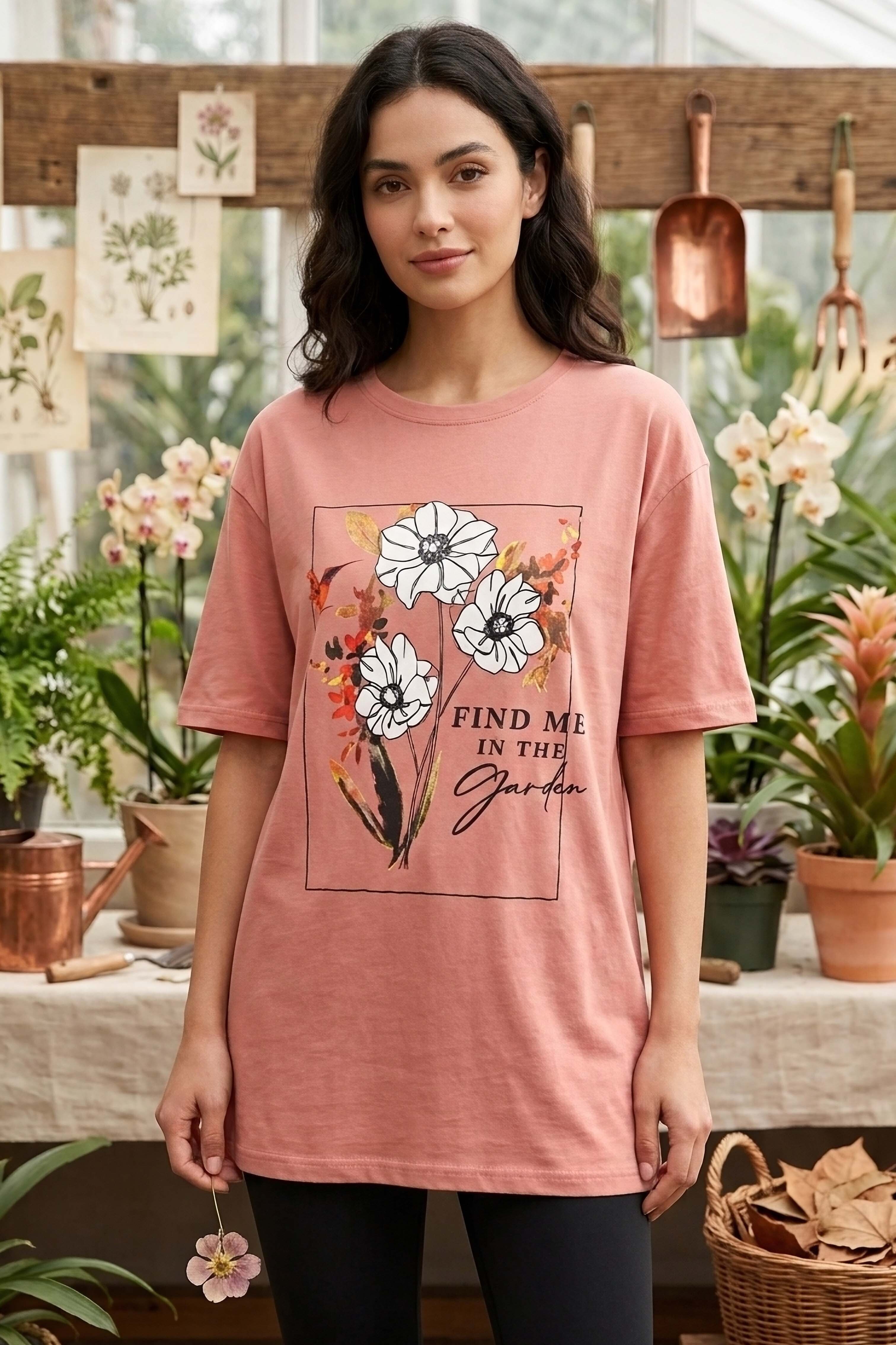 Baskılı Kısa Kollu Tunik - 1309-GUL - 2