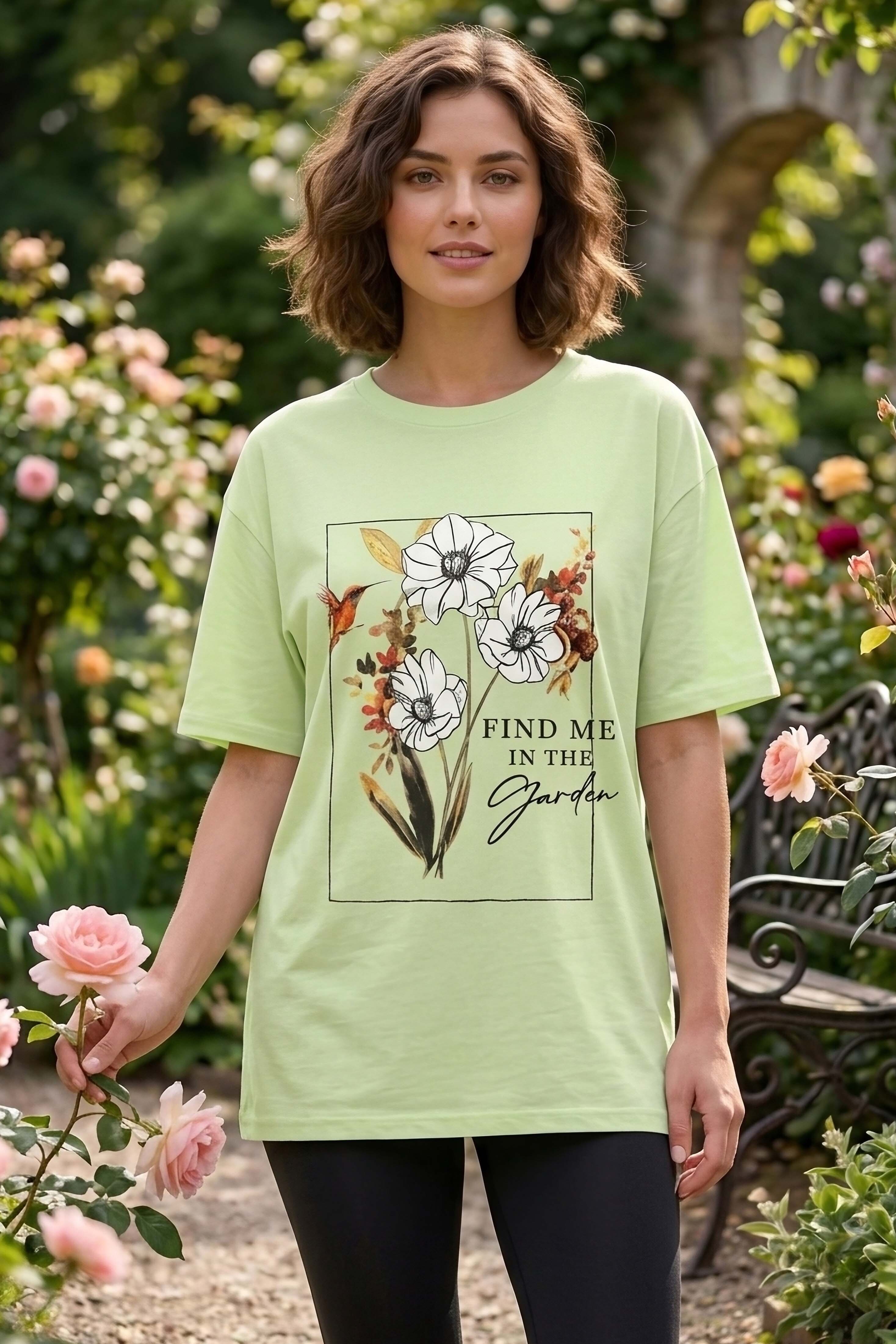 Baskılı Kısa Kollu Tunik - 1309-MINT - 1