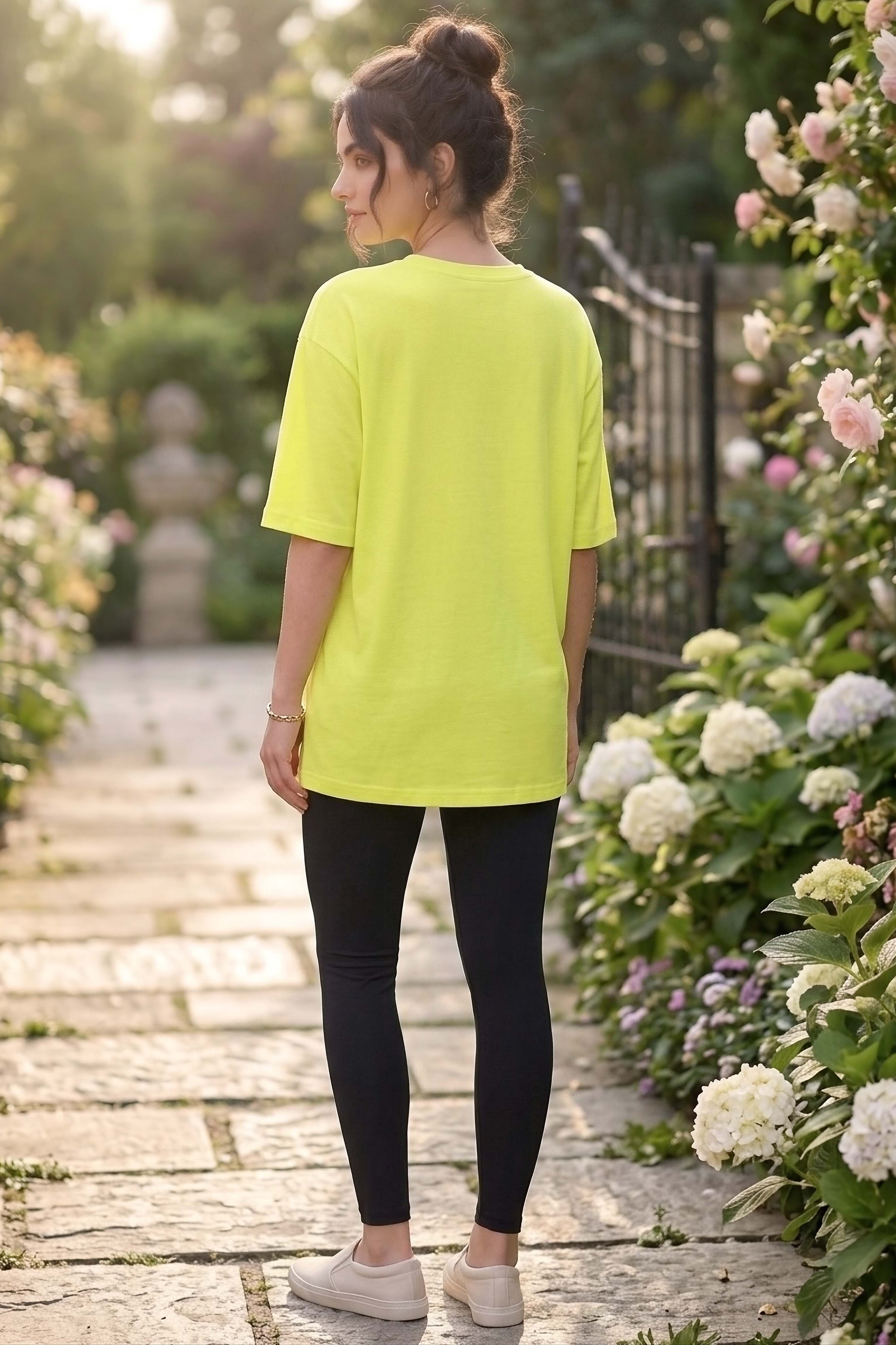 Baskılı Kısa Kollu Tunik - 1309-SARI - 3