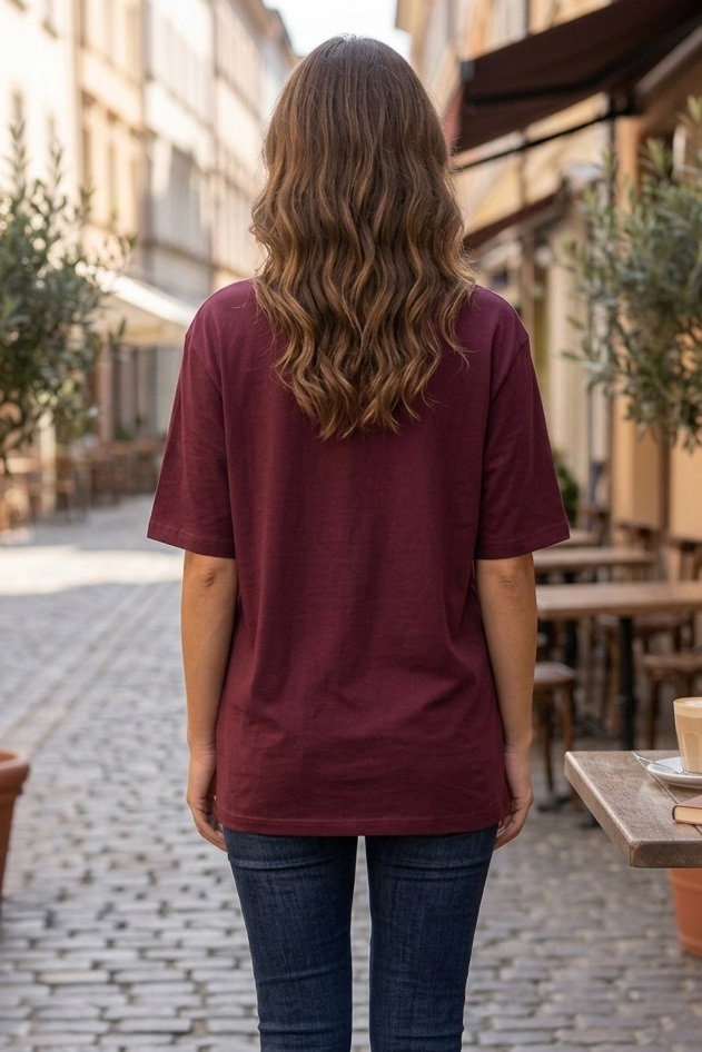 Baskılı Kısa Kollu Tunik - 1310-BORDO - 3